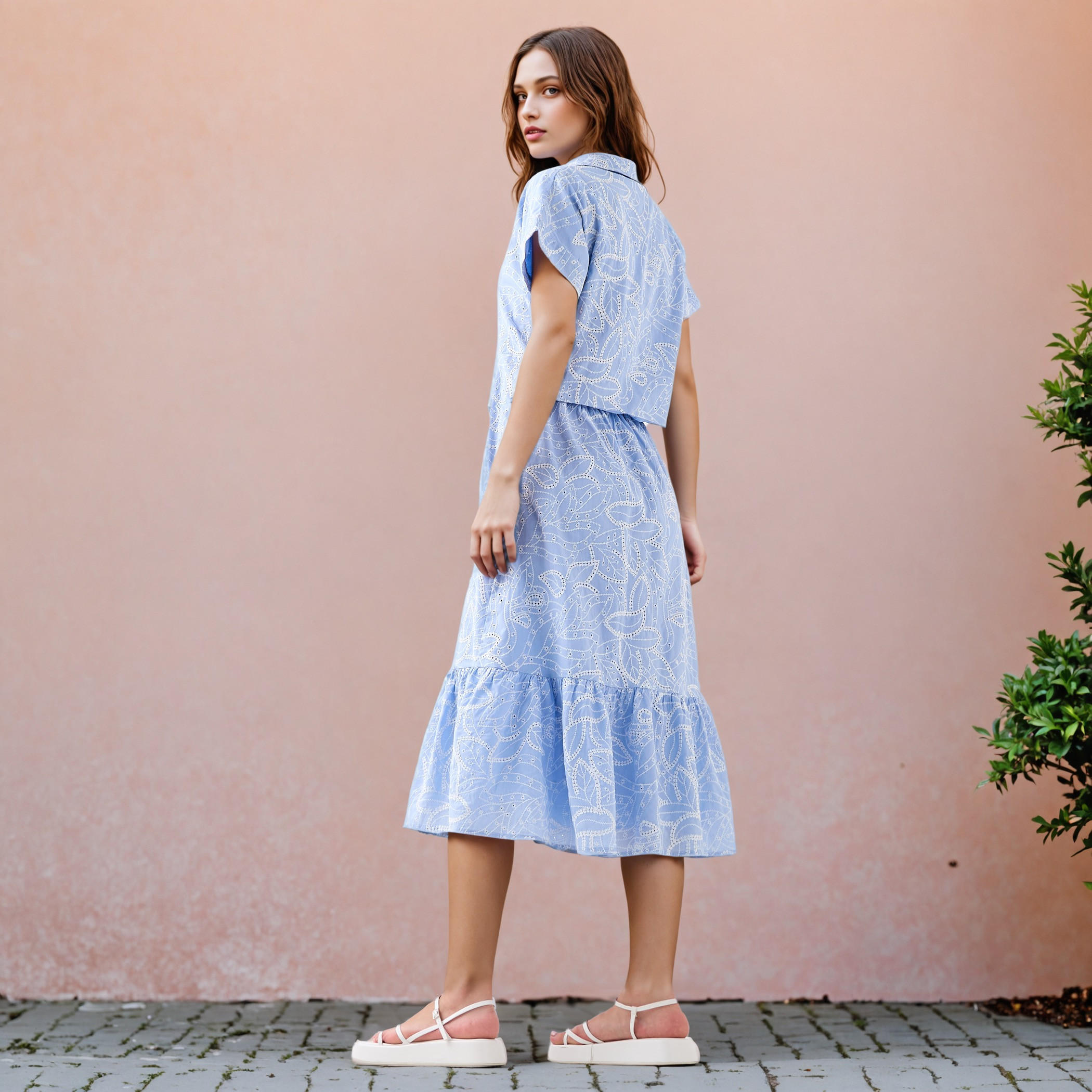 فستان شيفلي مطرز مع حواف واسعة من تو إكستريمز-women-clothing-dresses-image-3