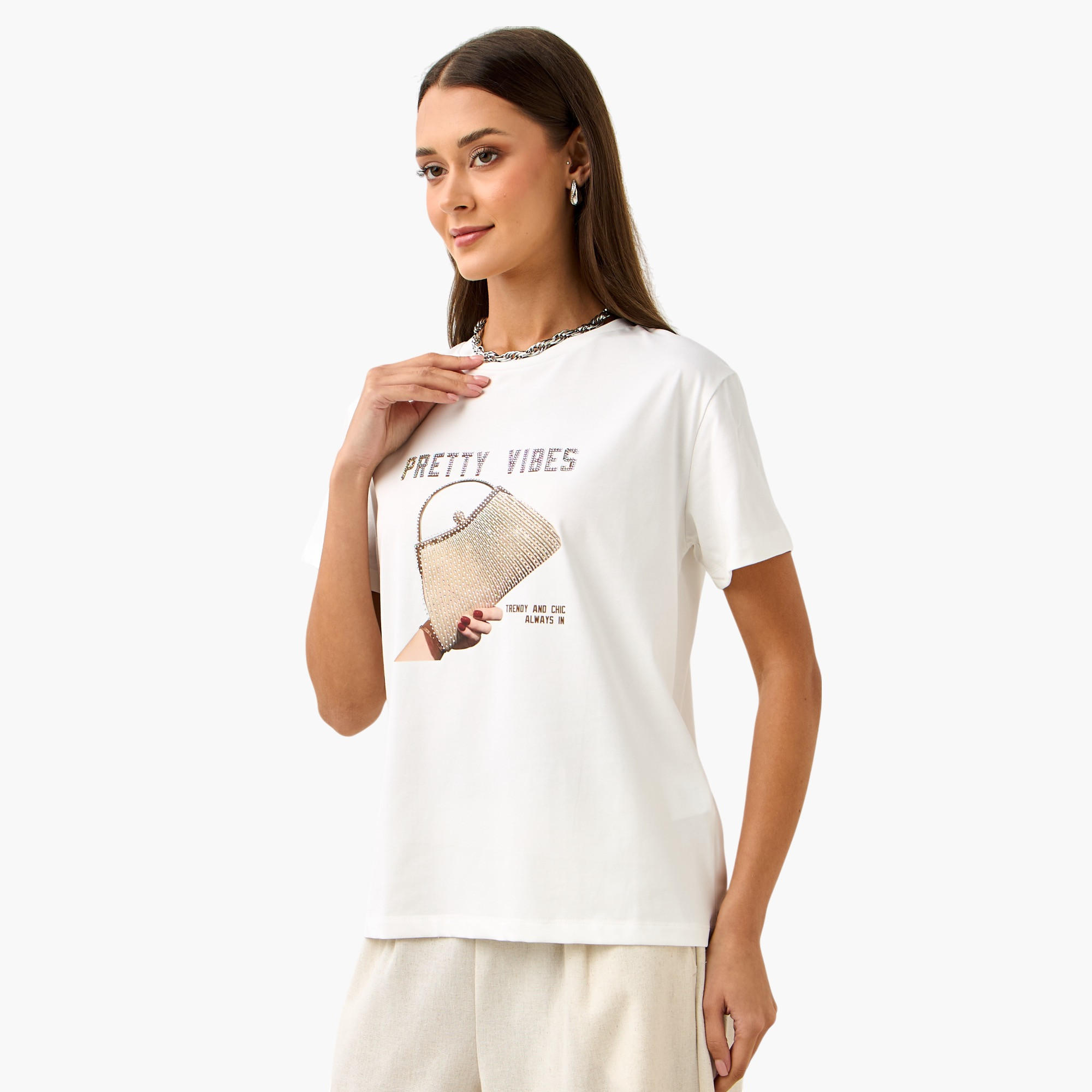2Xtremz Embellished T-shirt with Round Neck-women-clothing-tshirts-image-1
