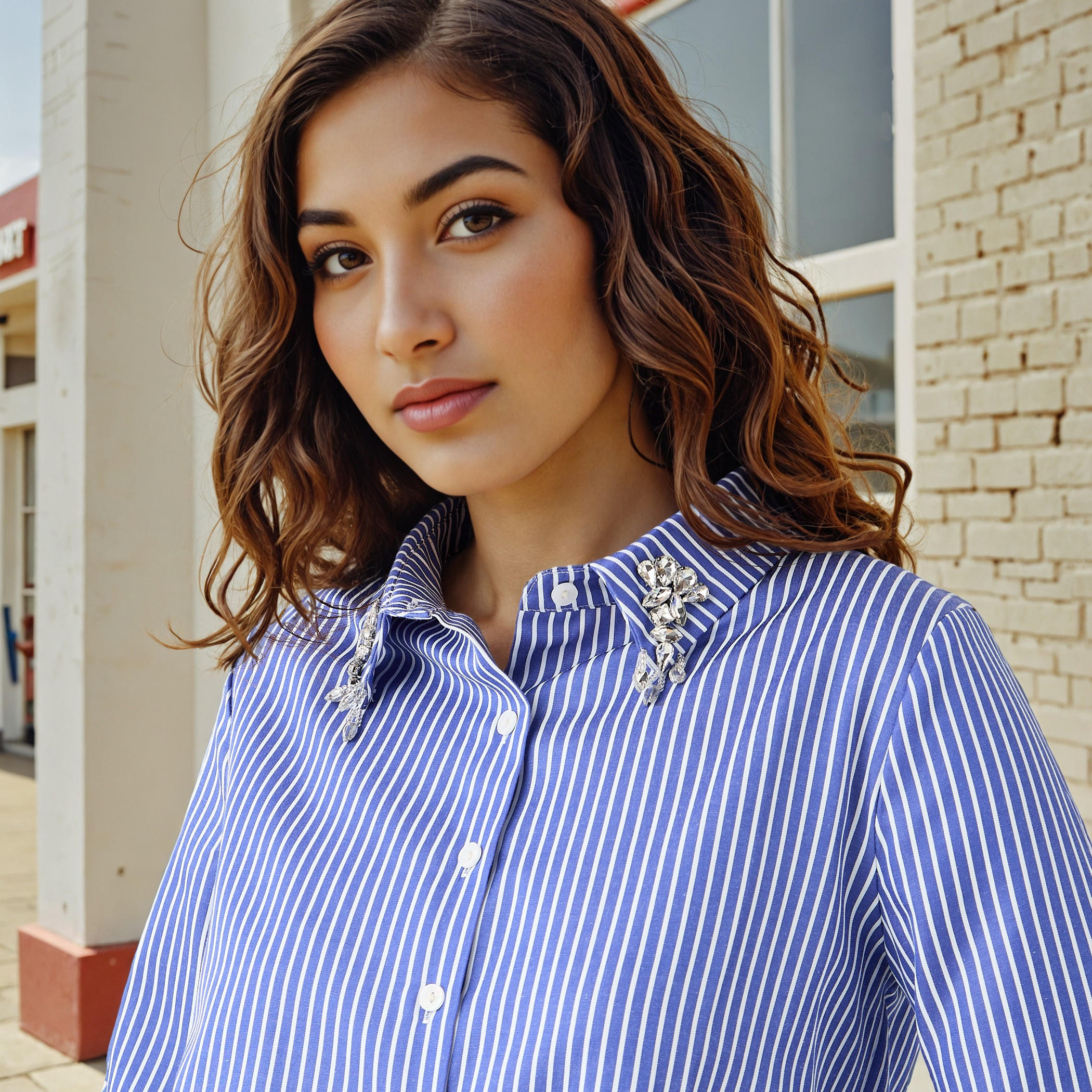2Xtremz Striped Shirt with Embellished Collar-women-clothing-shirtsandblouses-shirts-image-4