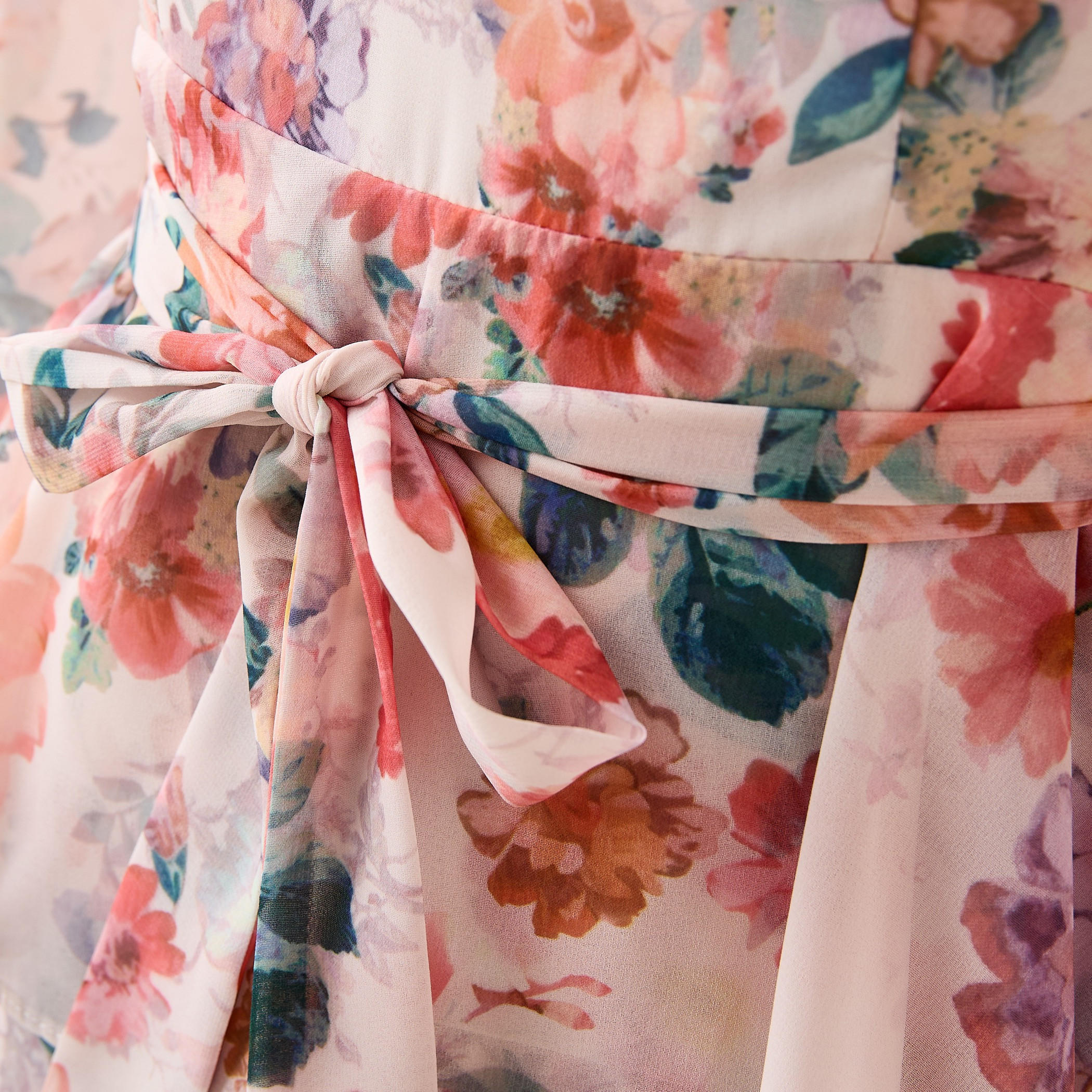 2Xtremz Floral Print Tiered Dress with Lace and Bow Detail-women-clothing-dresses-image-5