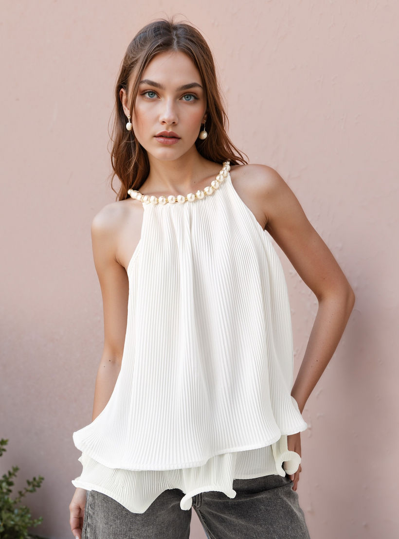 2Xtremz Pearl Accent Halter Neck Sleeveless Top-women-clothing-shirtsandblouses-blouses-image-1