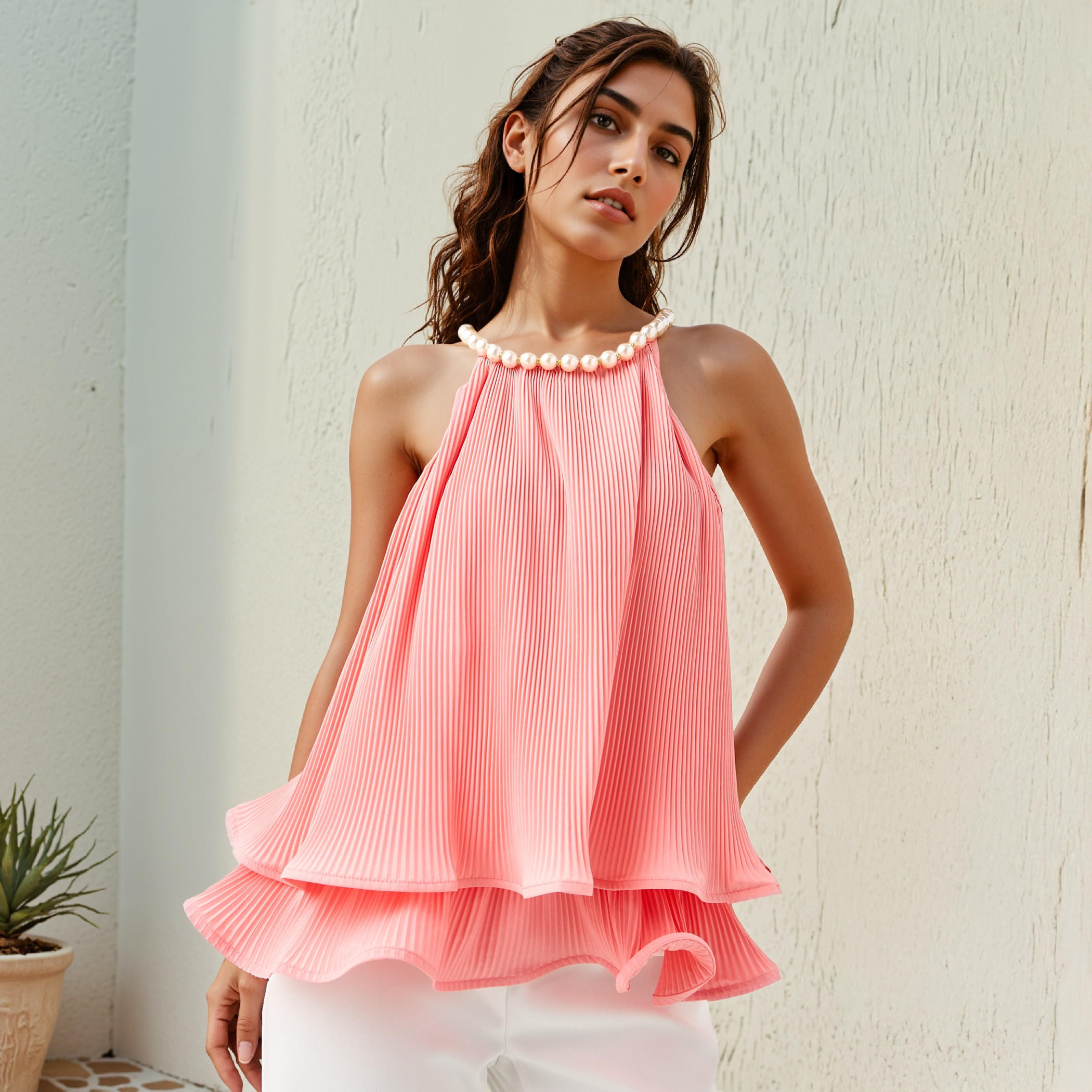 2Xtremz Pearl Accent Halter Neck Sleeveless Top-women-clothing-shirtsandblouses-blouses-image-1