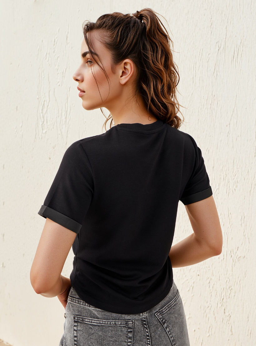 2Xtremz Button Detail T-shirt with Crew Neck-women-clothing-tshirts-image-3