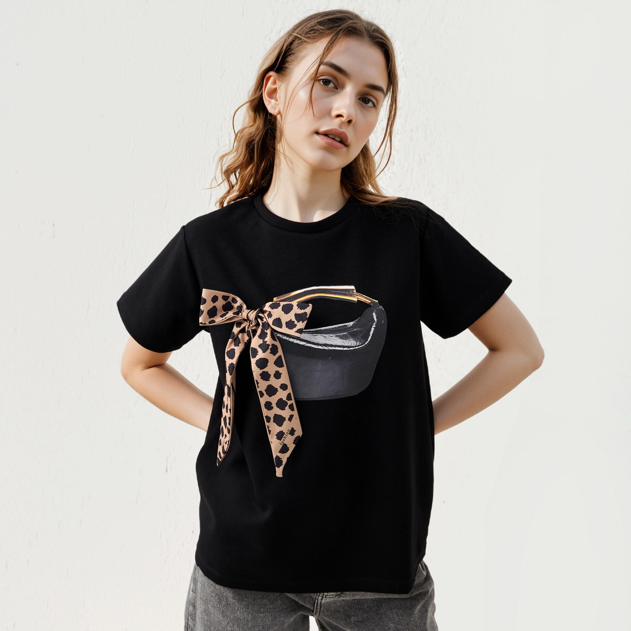 2Xtremz Bow Accent Crew Neck T-shirt-women-clothing-tshirts-image-1