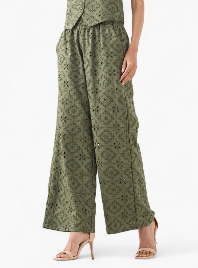 بنطلون شيفلي بخصر مطاطي من تو إكستريمز-women-clothing-bottoms-trousers-image-1