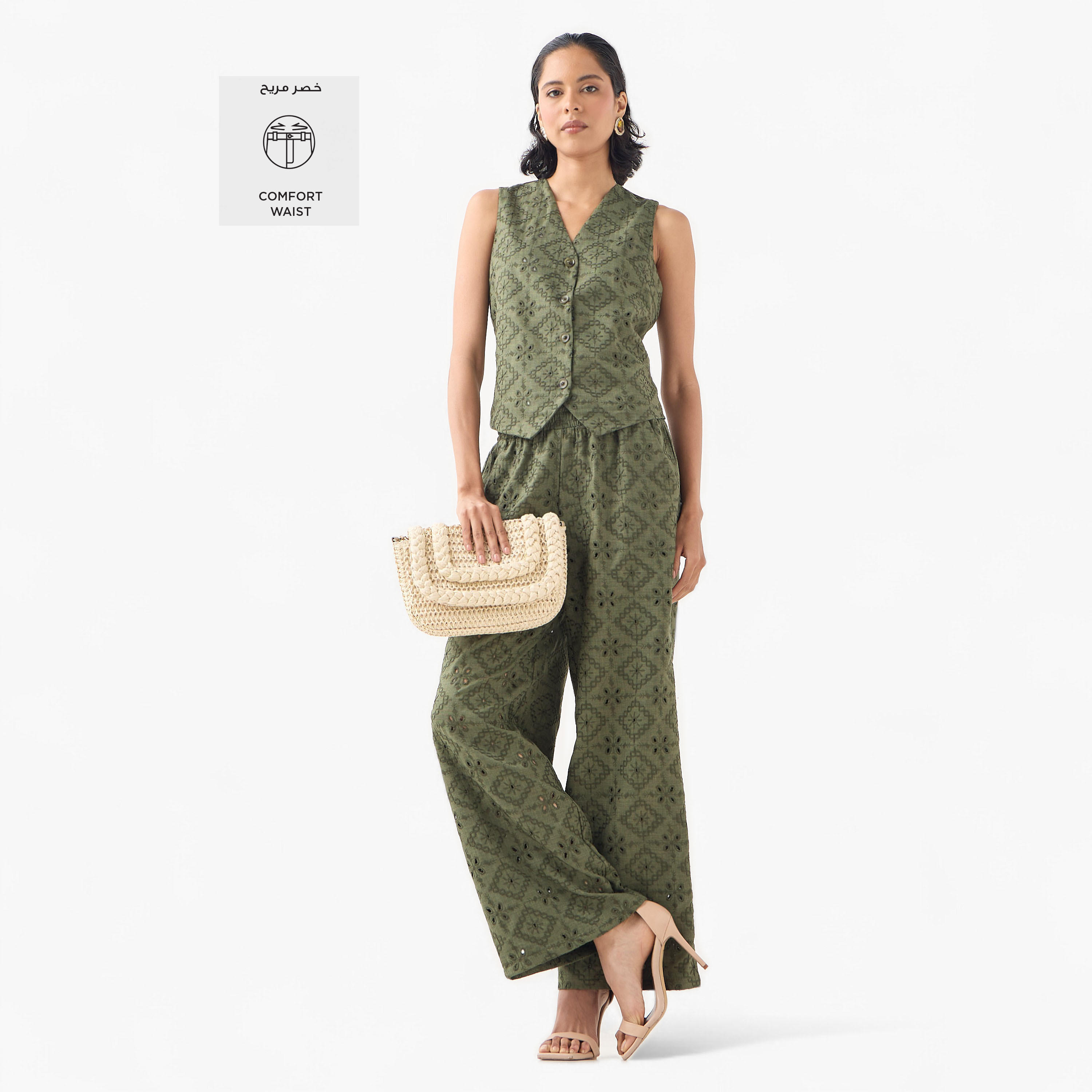 بنطلون شيفلي بخصر مطاطي من تو إكستريمز-women-clothing-bottoms-trousers-image-2