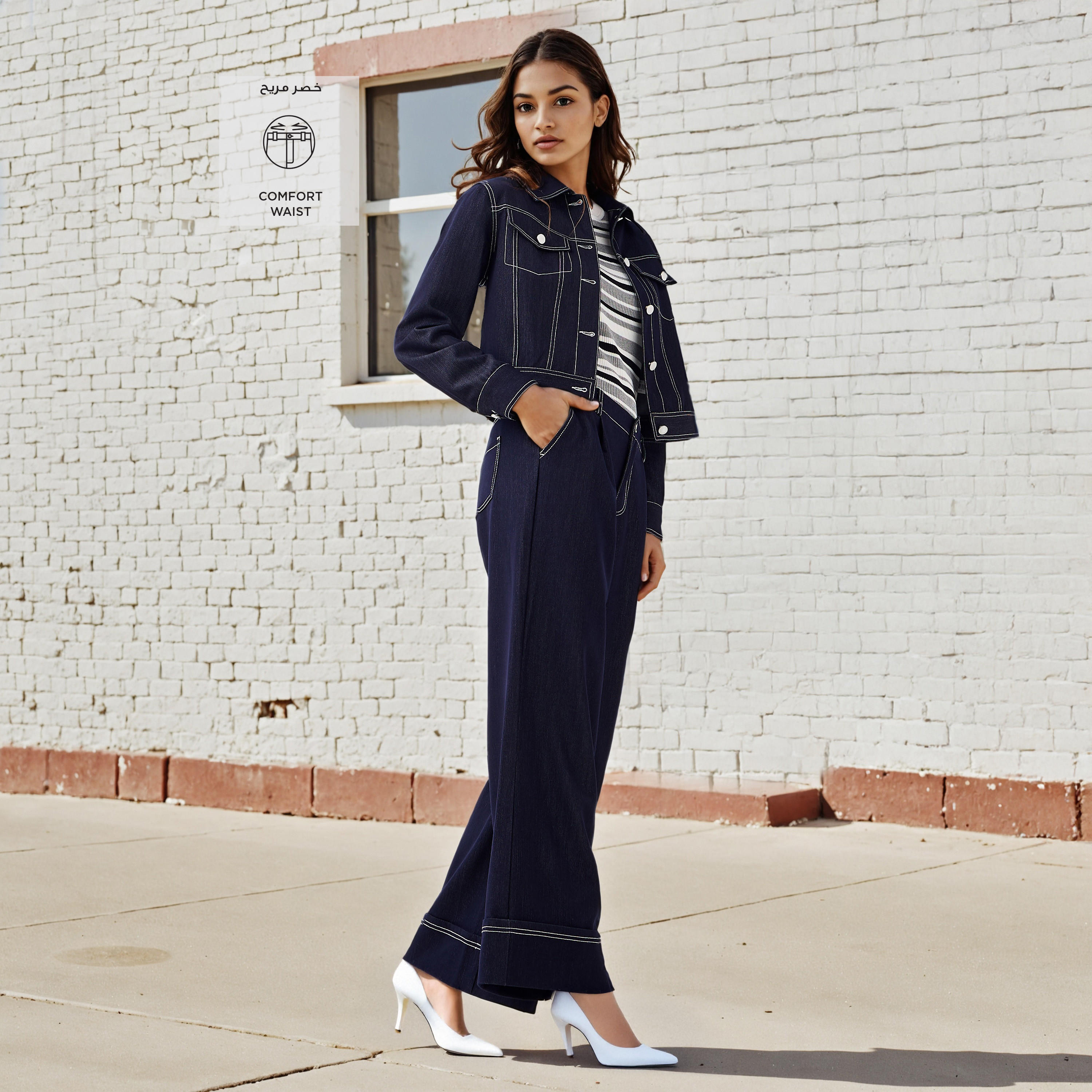 بنطلون بقصة عادية وكسرات من 2إكستريمز-women-clothing-bottoms-trousers-image-2