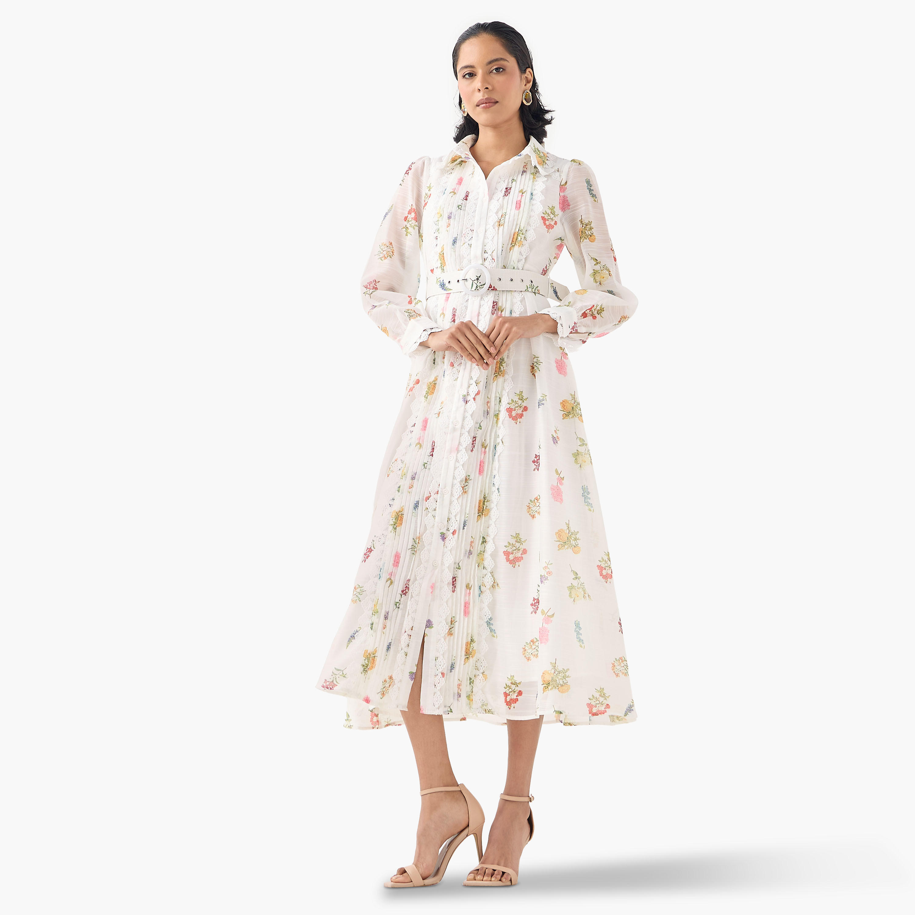 2Xtremz Floral Print Midi Dress with Lace Detail-women-clothing-dresses-image-2