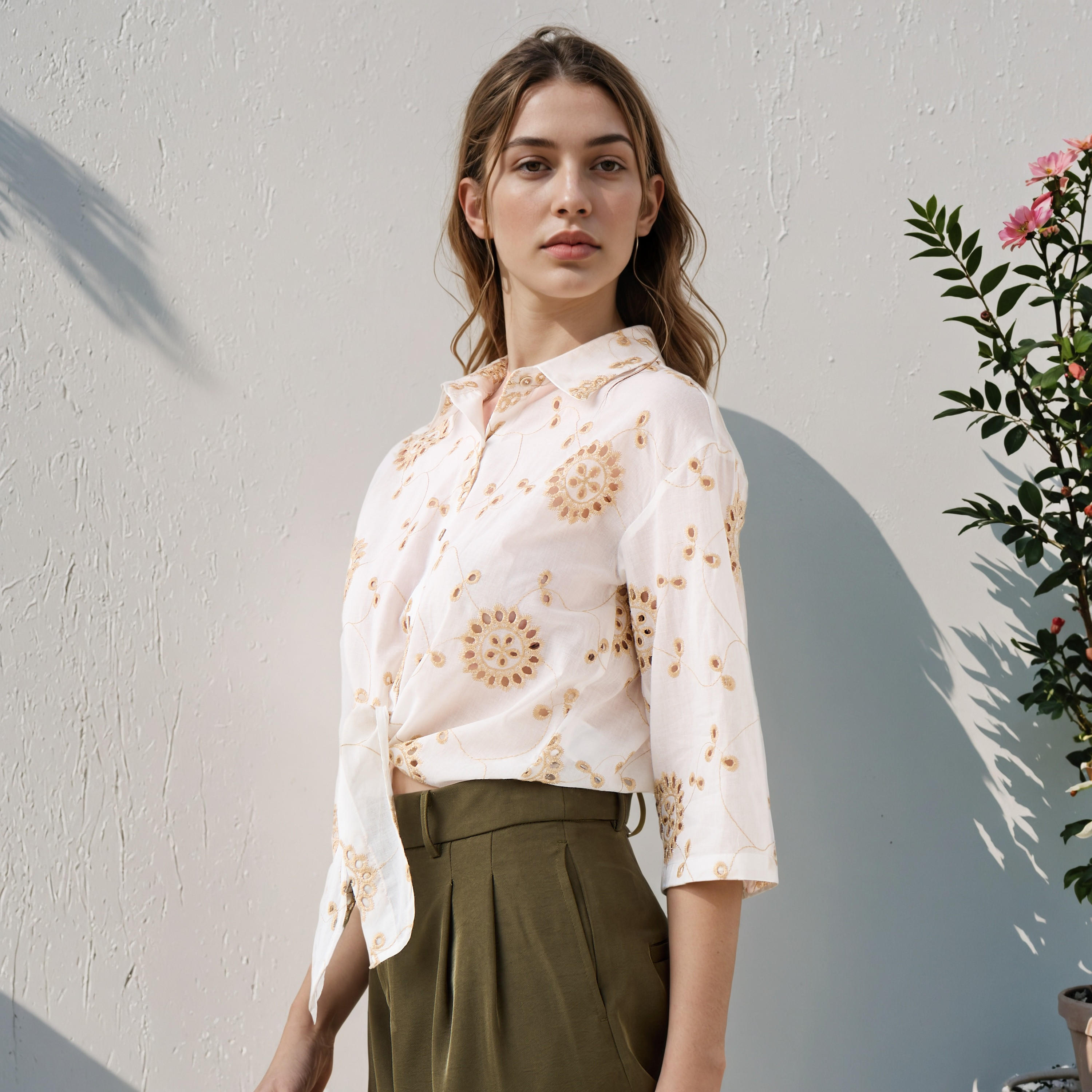 قميص قطن شيفلي مطرز من تو إكستريمز-women-clothing-shirtsandblouses-shirts-image-1