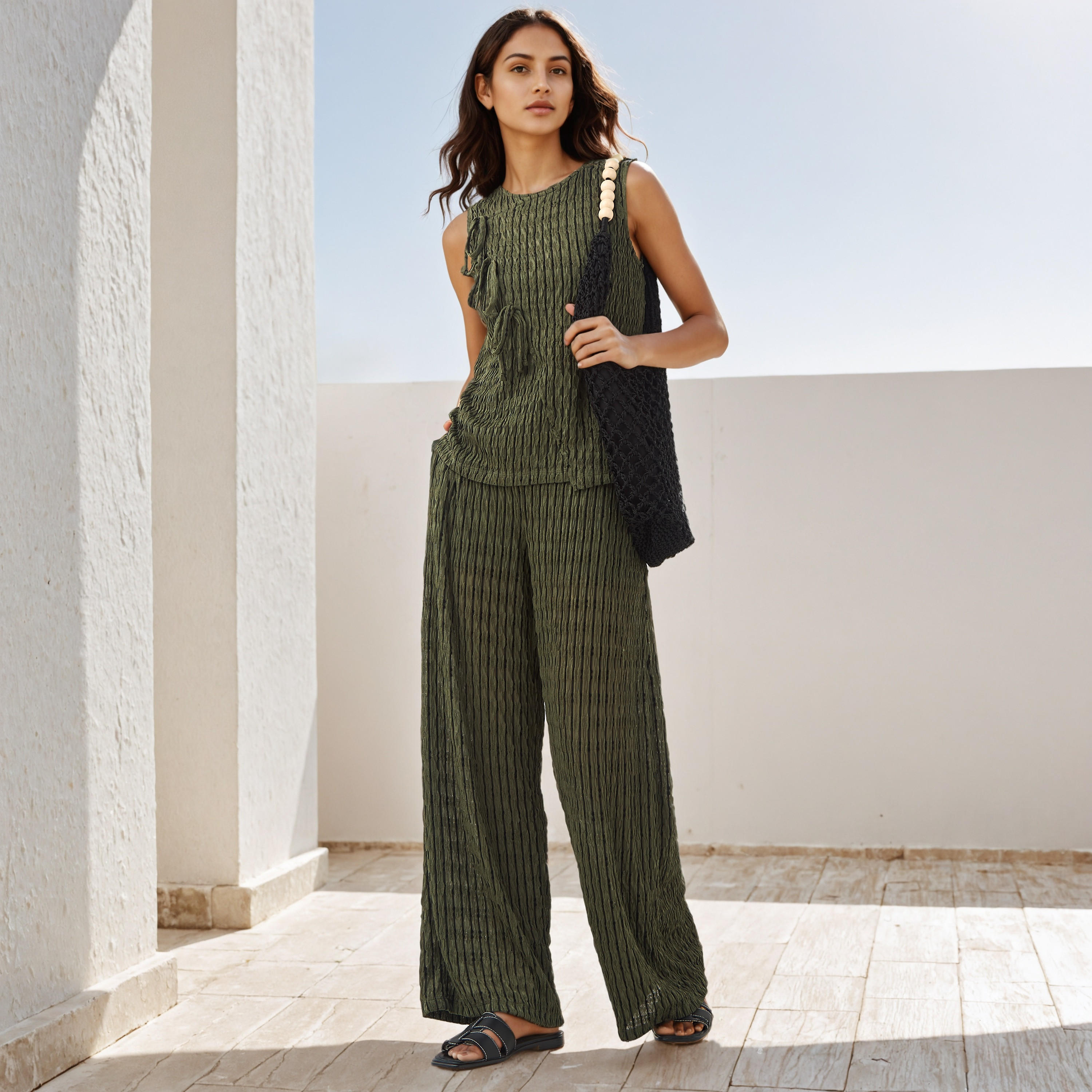 Textured Regular Fit Pants-women-clothing-bottoms-joggers-image-2