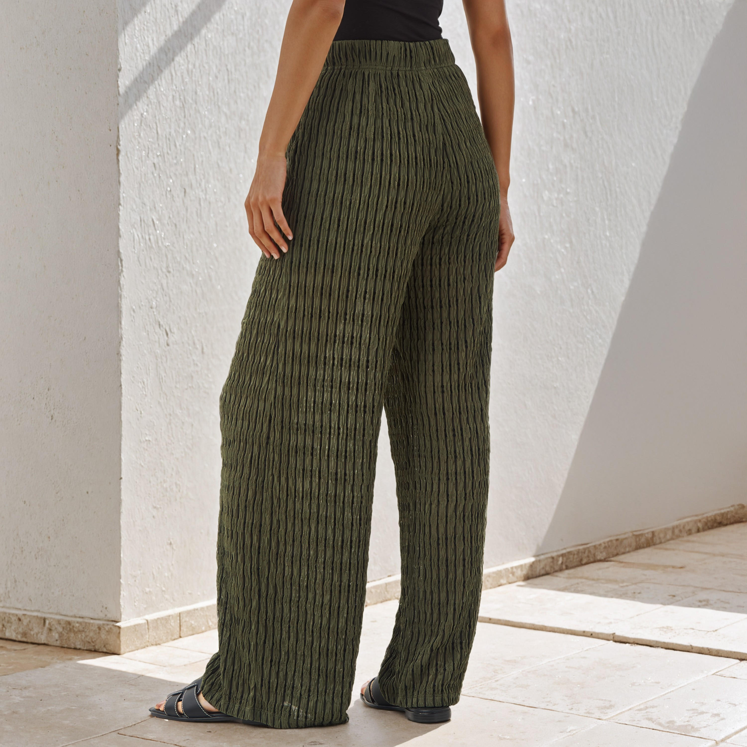Textured Regular Fit Pants-women-clothing-bottoms-joggers-image-3