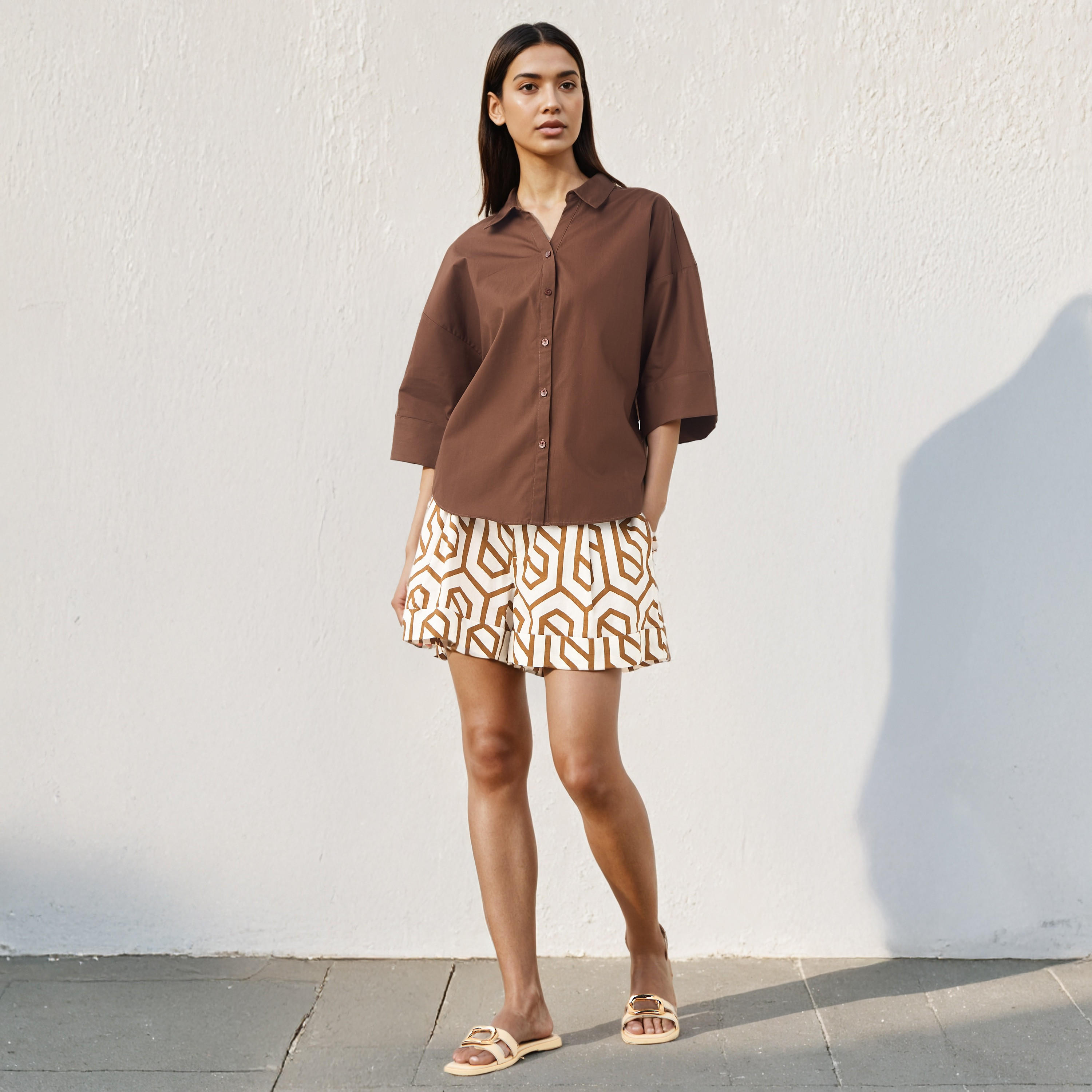 قميص قطن فضفاض بأكمام 3/4 من تو إكستريمز-women-clothing-shirtsandblouses-shirts-image-2