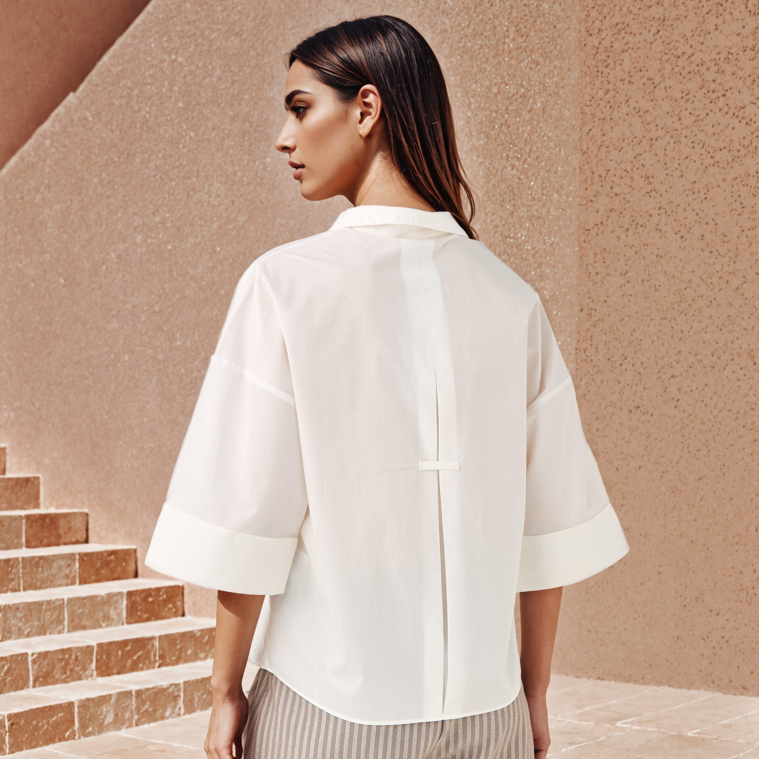 قميص قطن فضفاض بأكمام 3/4 من تو إكستريمز-women-clothing-shirtsandblouses-shirts-image-3