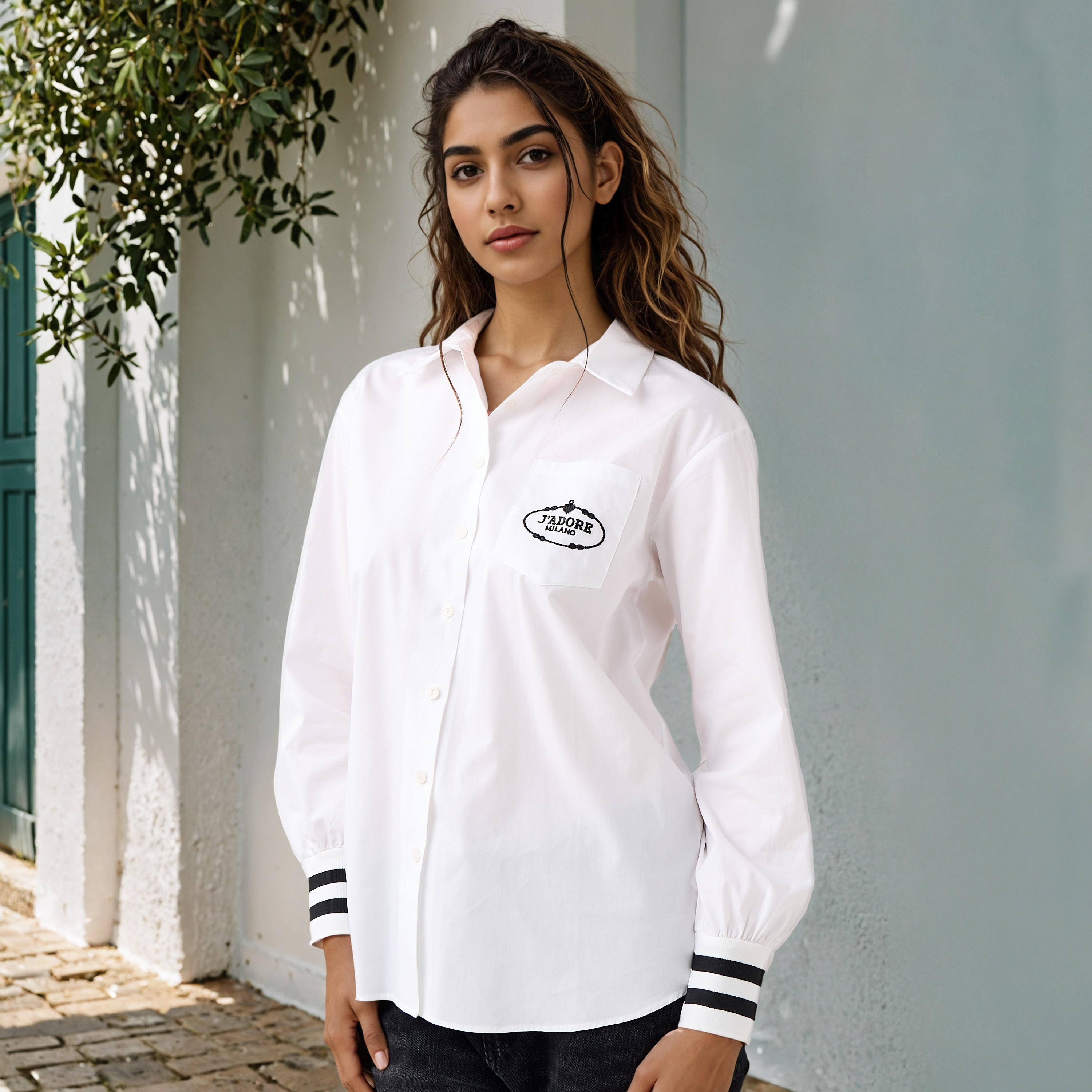 2Xtremz Regular Fit Embroidered Oversized Cotton Shirt with Collar-women-clothing-shirtsandblouses-shirts-image-1
