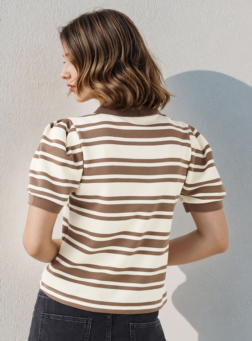 تيشيرت بولو مقلّم من تو إكستريمز-women-clothing-tshirts-image-3