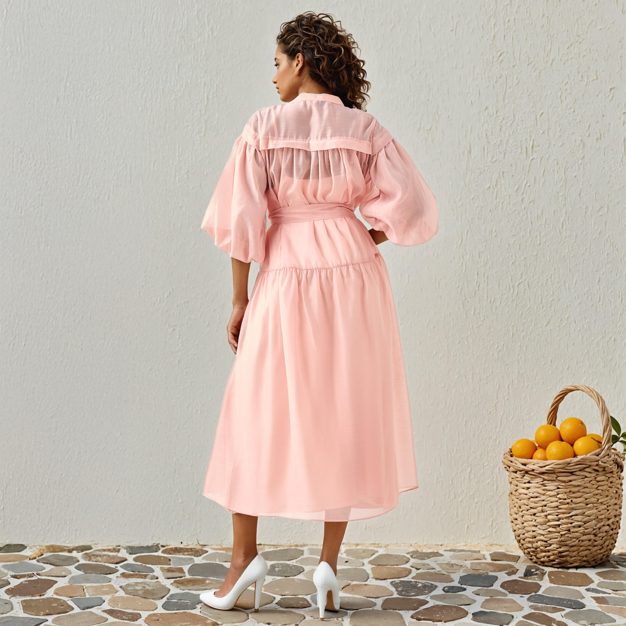 فستان ميدي شفاف بطبقات وياقة ماندارين من تو إكستريمز-women-clothing-dresses-image-3