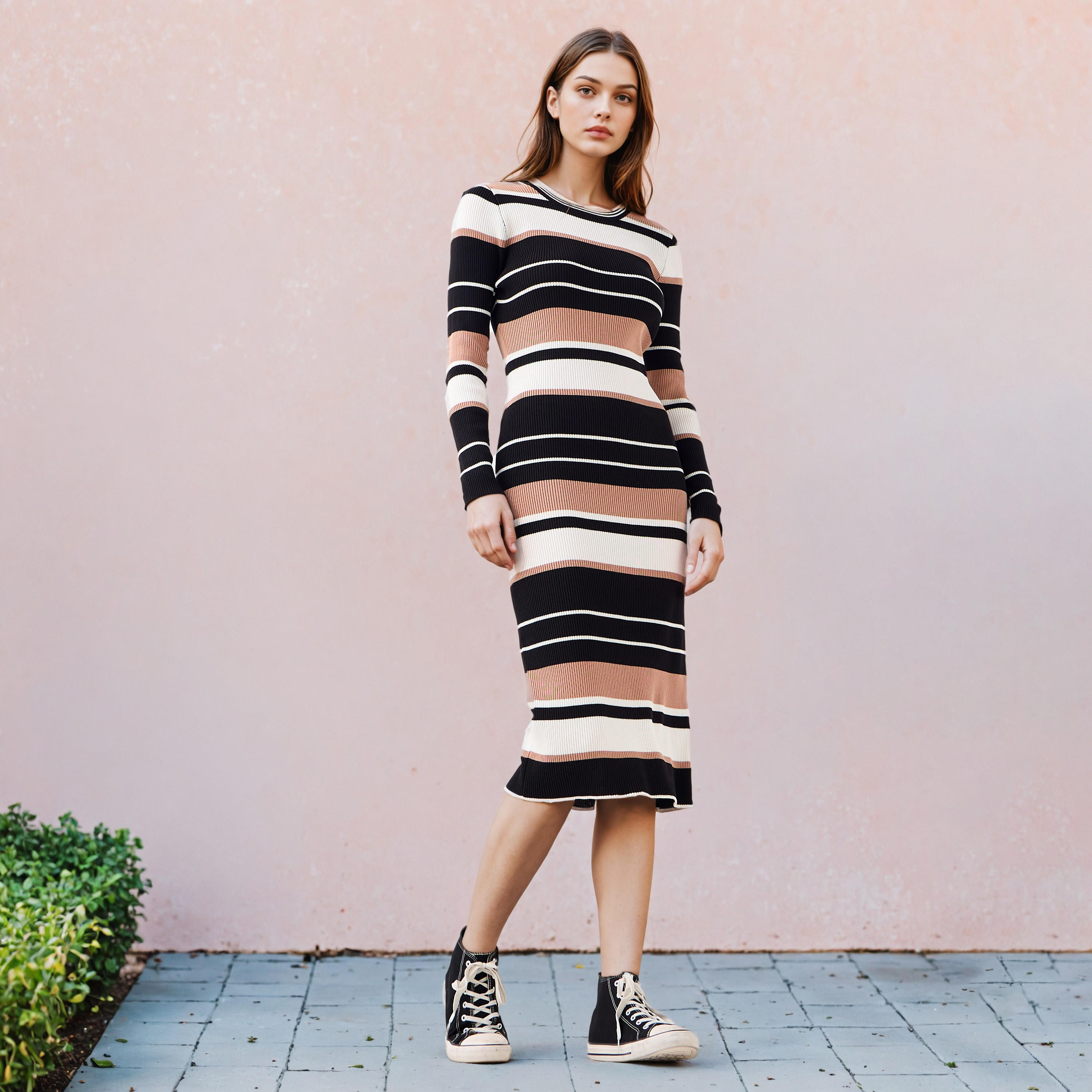 فستان ميدي مقلم بقصة ضيقة من تو إكستريمز-women-clothing-dresses-image-4