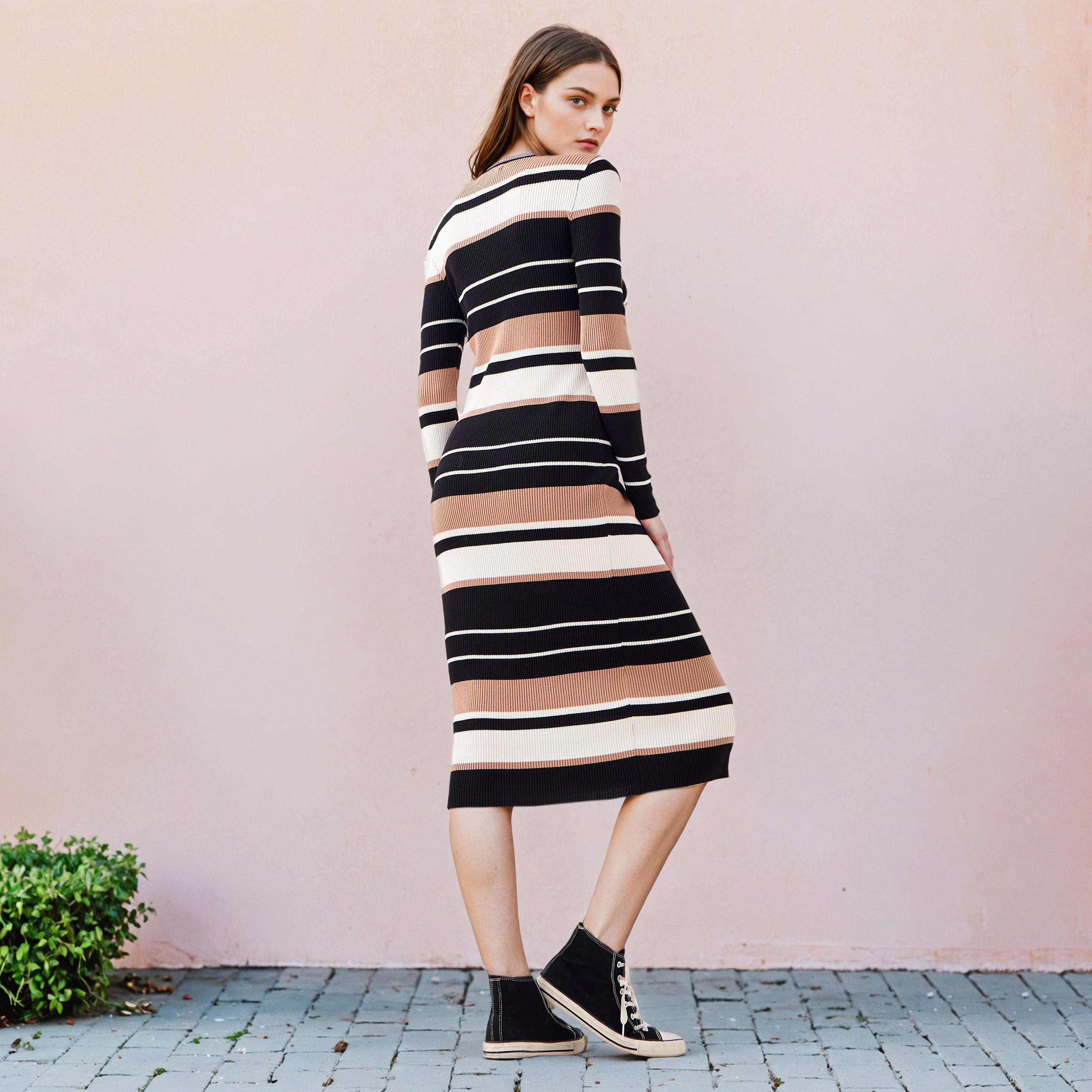 فستان ميدي مقلم بقصة ضيقة من تو إكستريمز-women-clothing-dresses-image-3