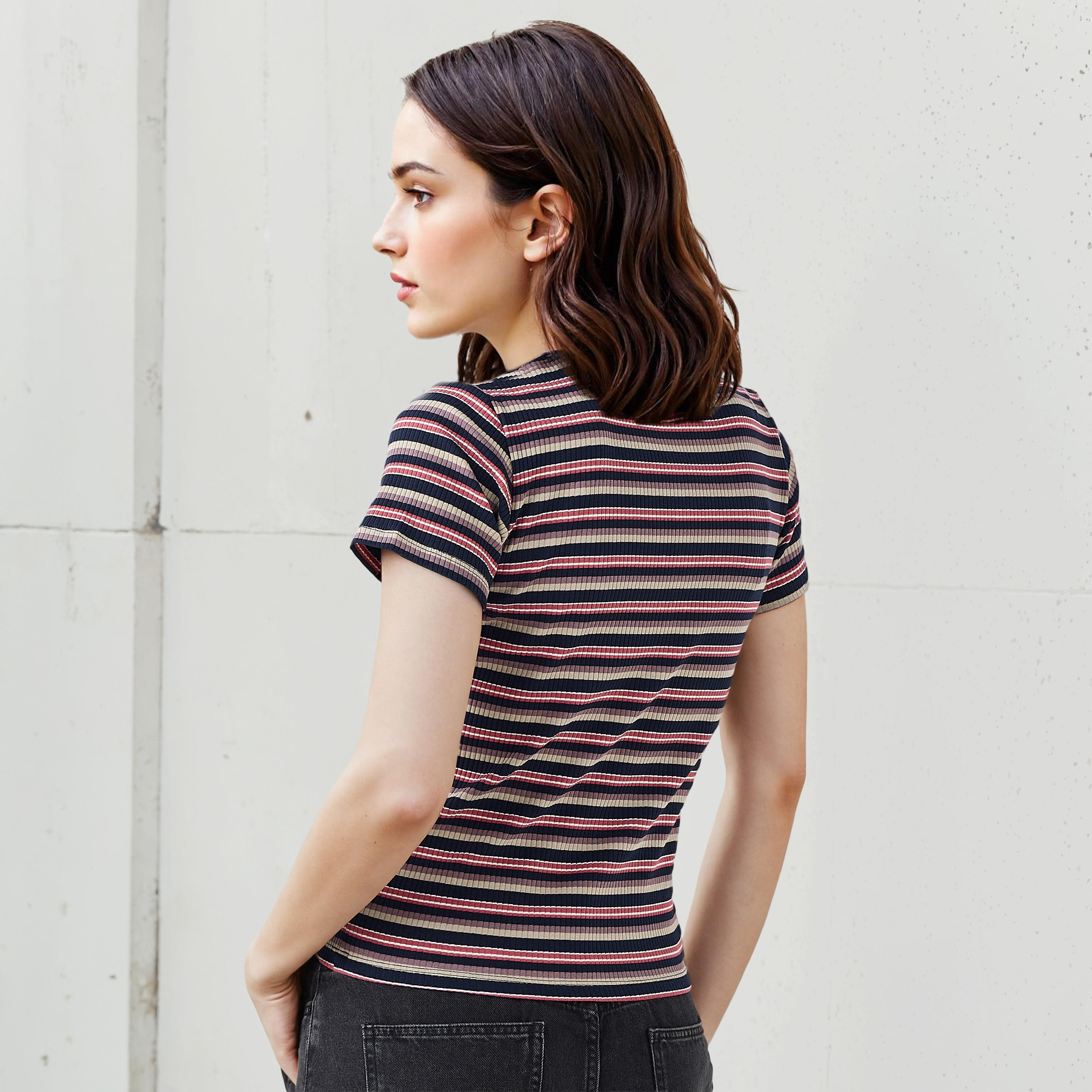 تيشيرت بولو مخطط من تو إكستريمز-women-clothing-tshirts-image-3