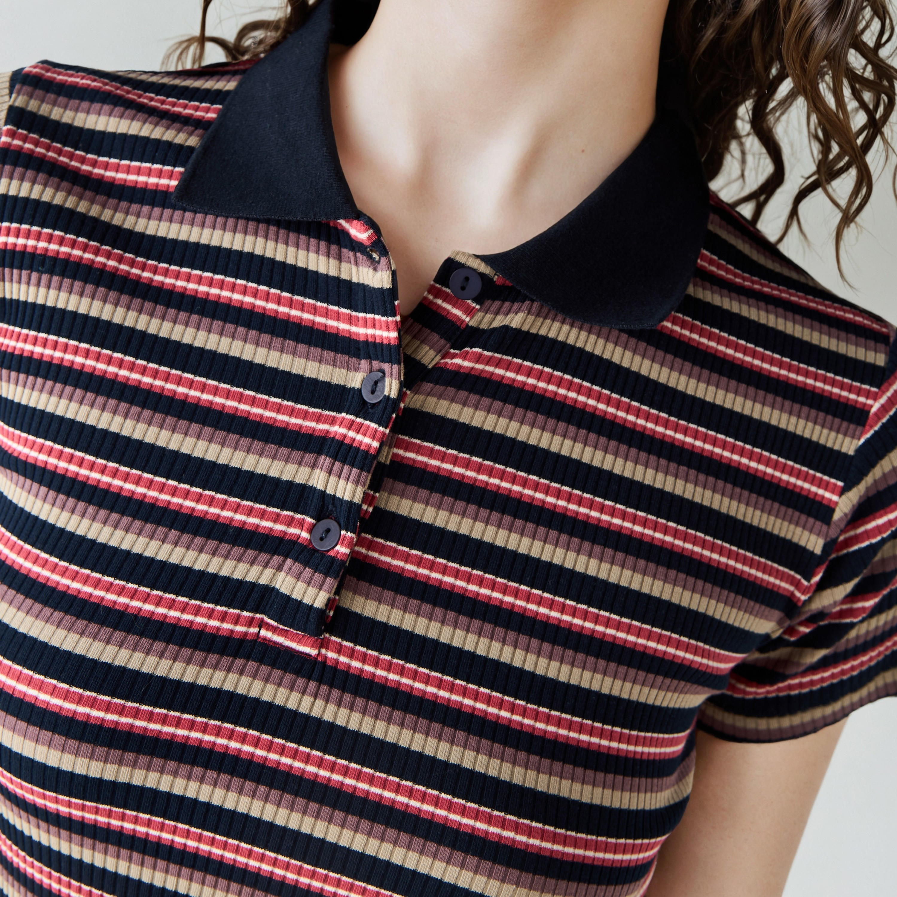تيشيرت بولو مخطط من تو إكستريمز-women-clothing-tshirts-image-5