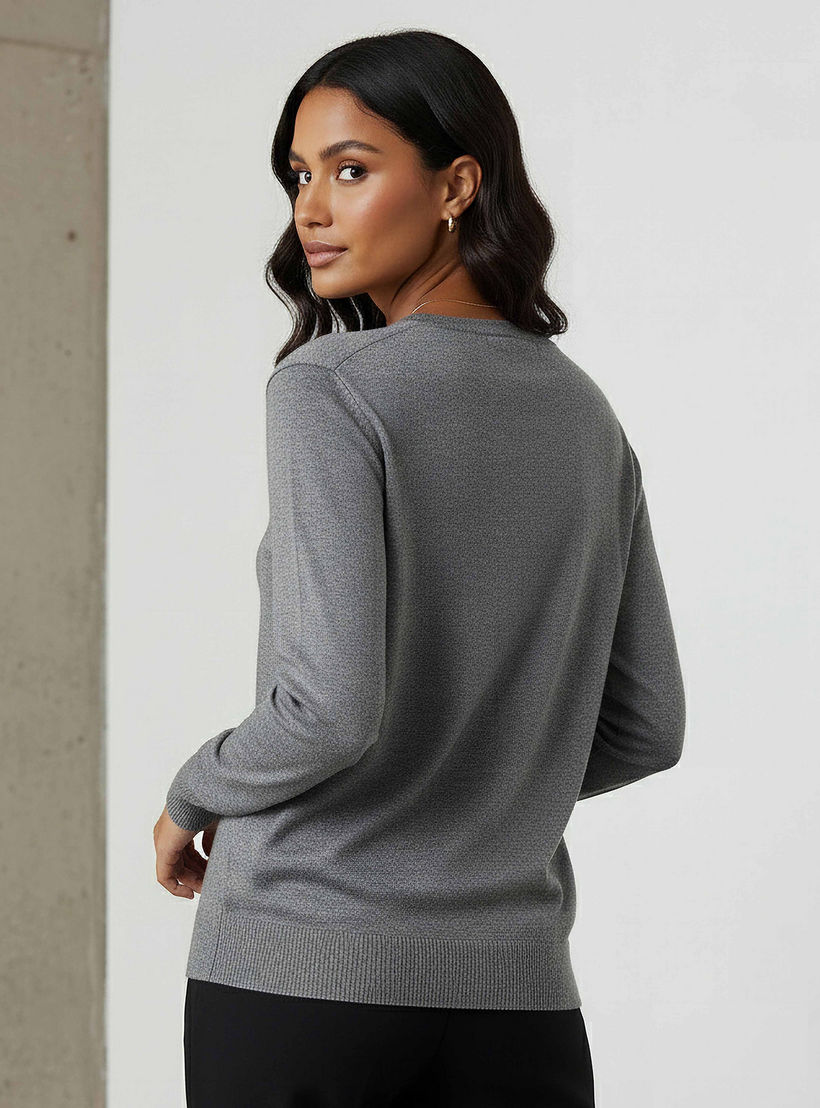 كارديجان تريكو بارز الملمس بياقة V من تو إكستريمز-women-winterwear-cardigansandjumpers-cardigans-image-3