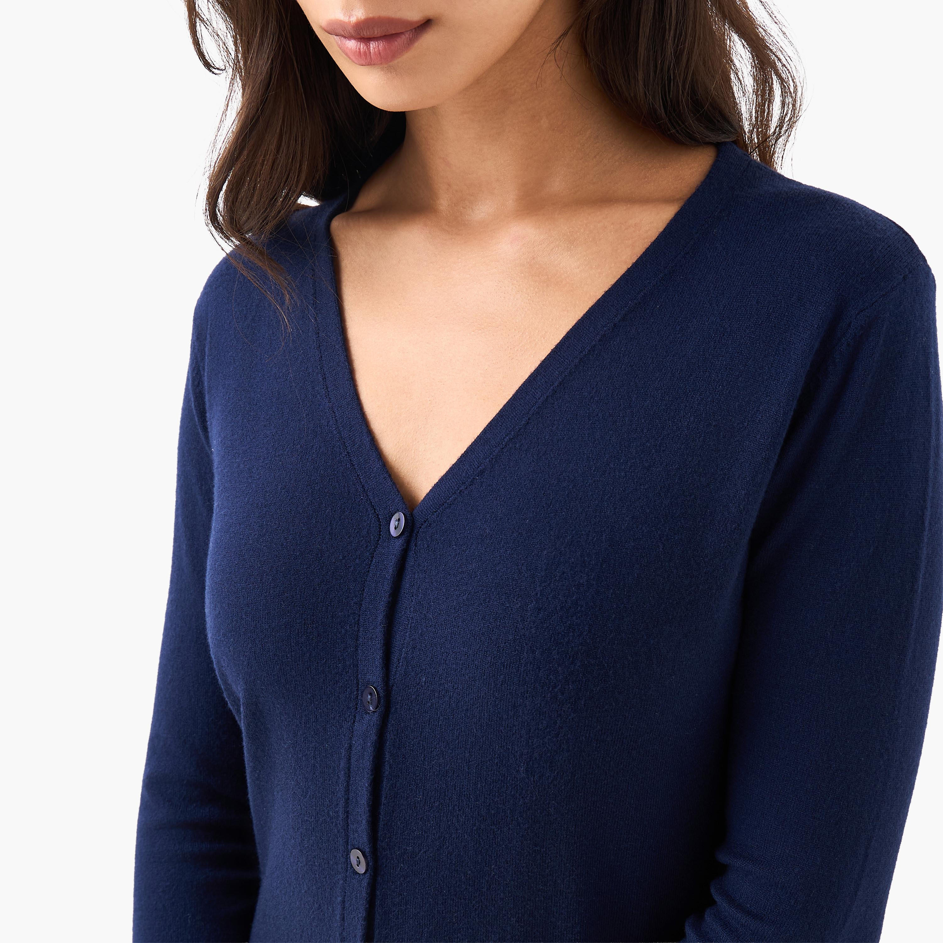 2Xtremz Textured V-neck Tricot Cardigan-women-winterwear-cardigansandjumpers-cardigans-image-5