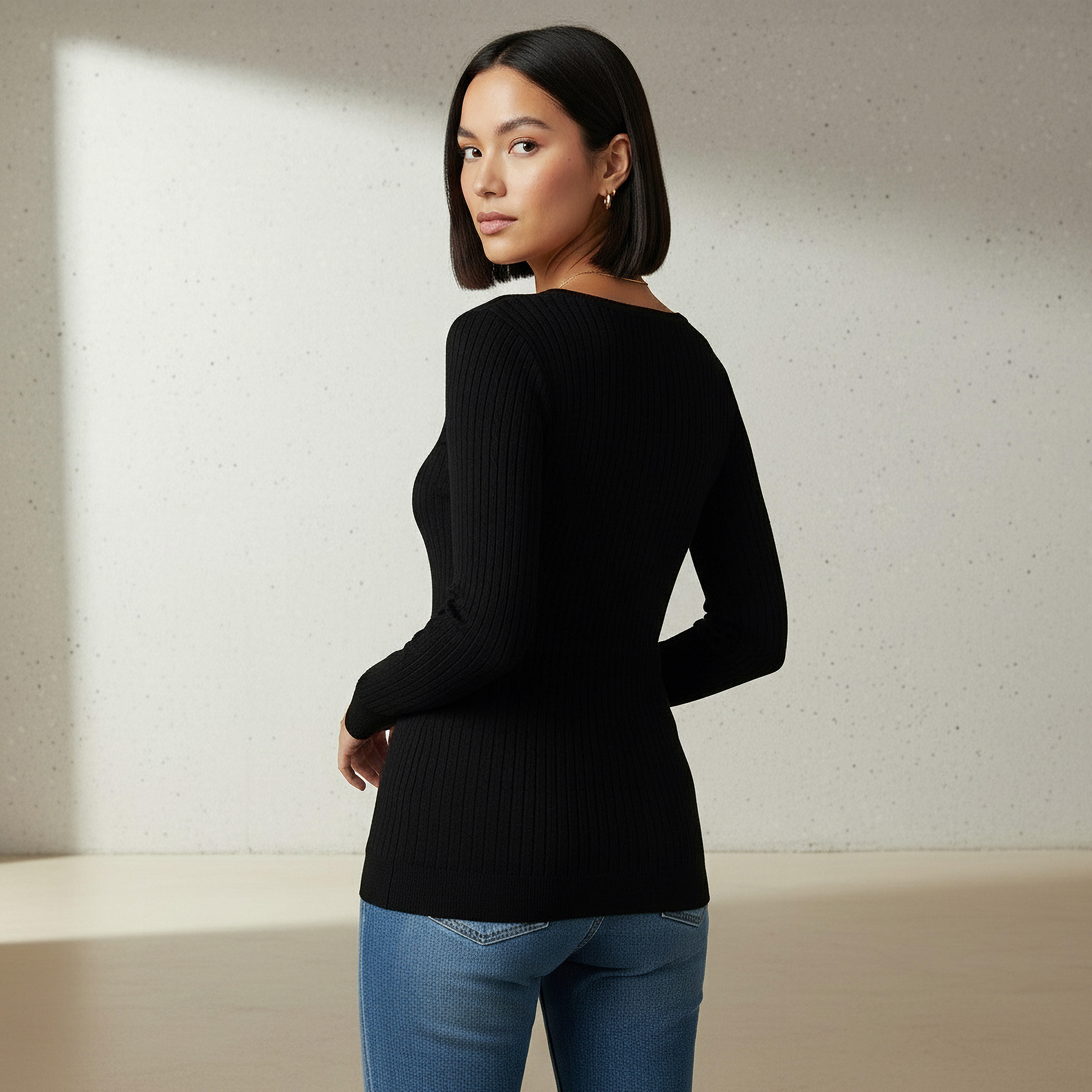 2Xtremz Slim Fit Textured Round Neck Tricot Sweater-women-clothing-cardigansandjumpers-jumpers-image-3