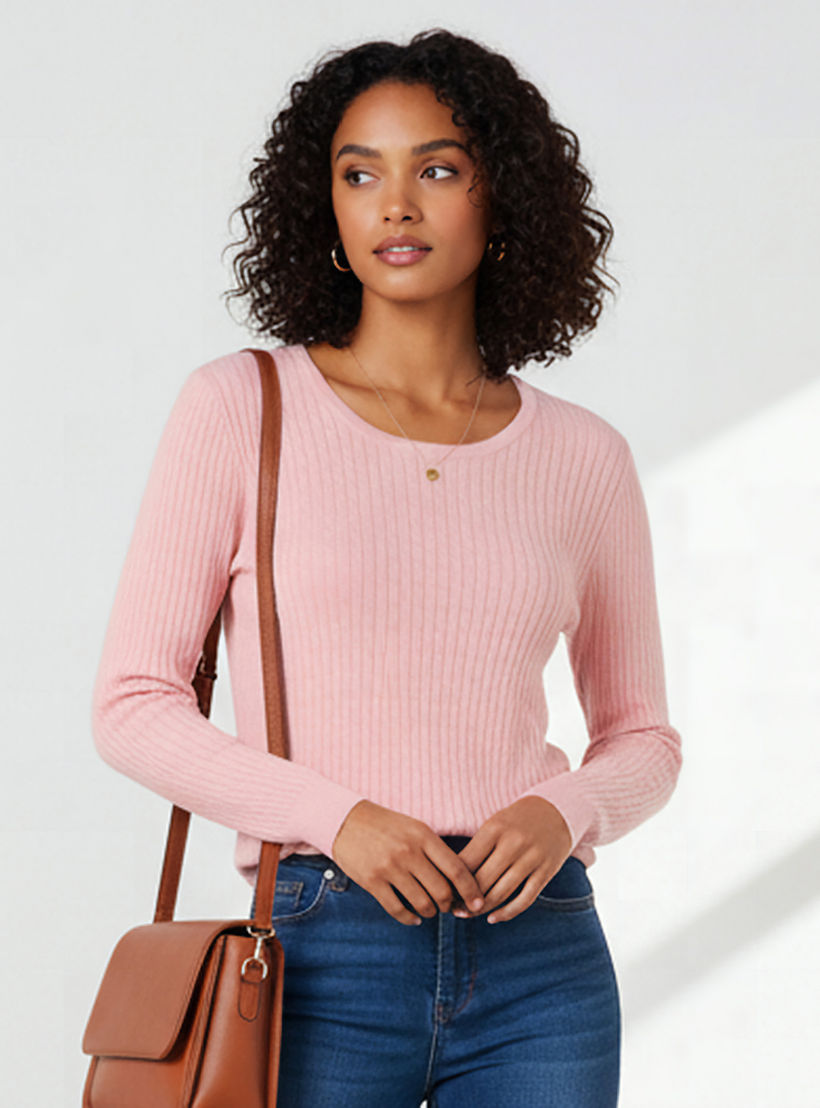 2Xtremz Slim Fit Textured Round Neck Tricot Sweater-women-clothing-cardigansandjumpers-jumpers-image-1