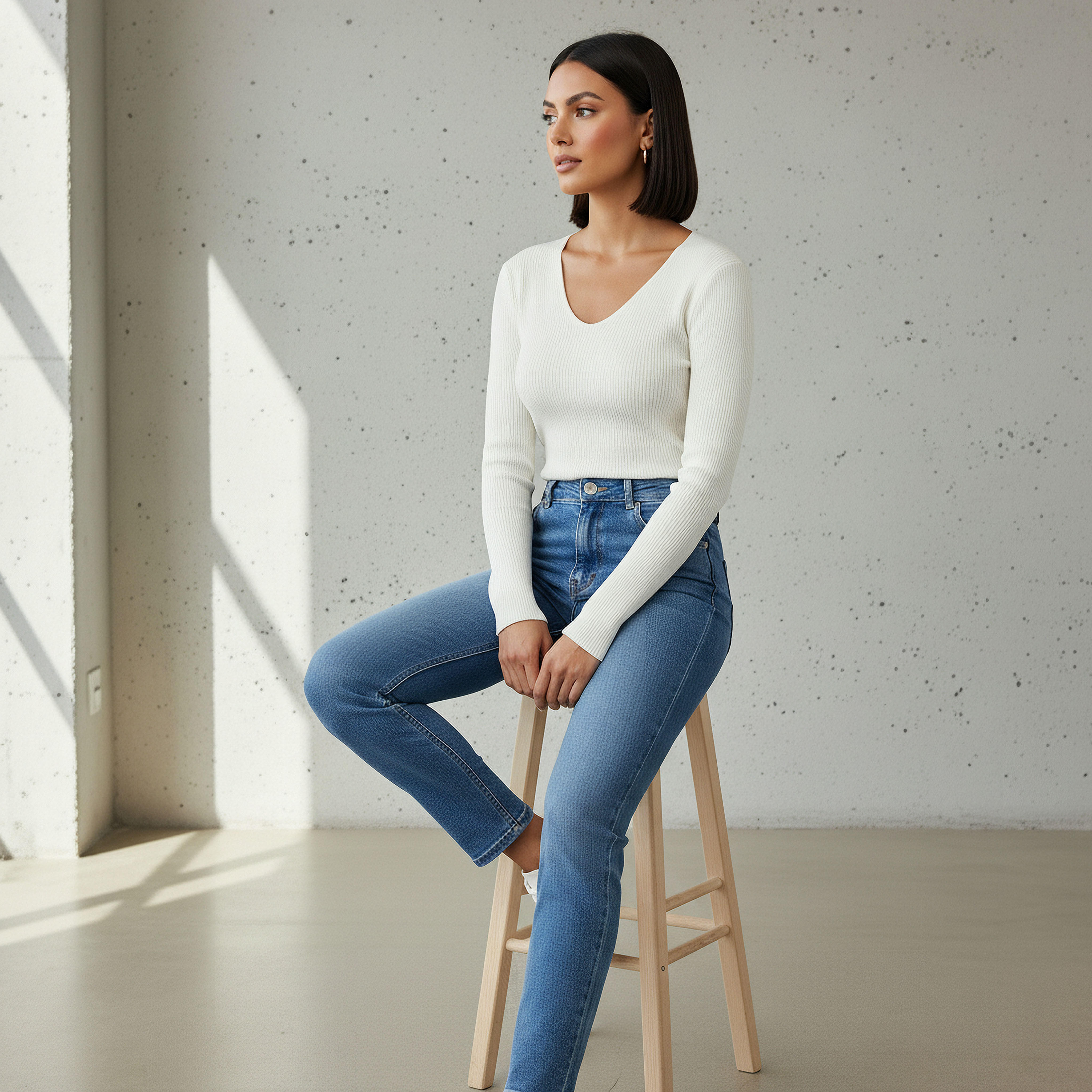 2Xtremz Regular Fit Ribbed V-neck Tricot Sweater-women-clothing-cardigansandjumpers-jumpers-image-5