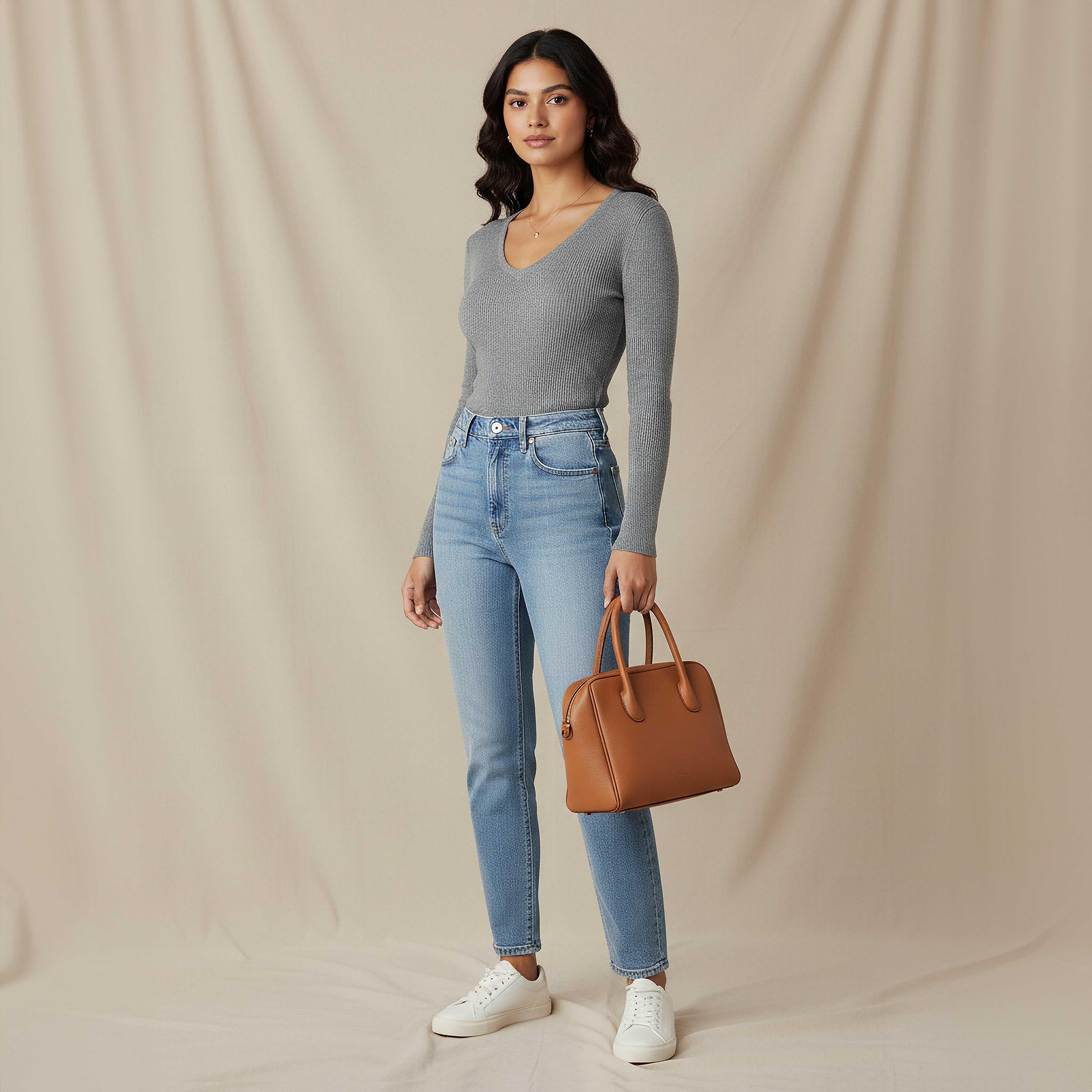 كنزة تريكو مضلعة بقصة عادية وياقة V من تو إكستريمز-women-clothing-cardigansandjumpers-jumpers-image-2