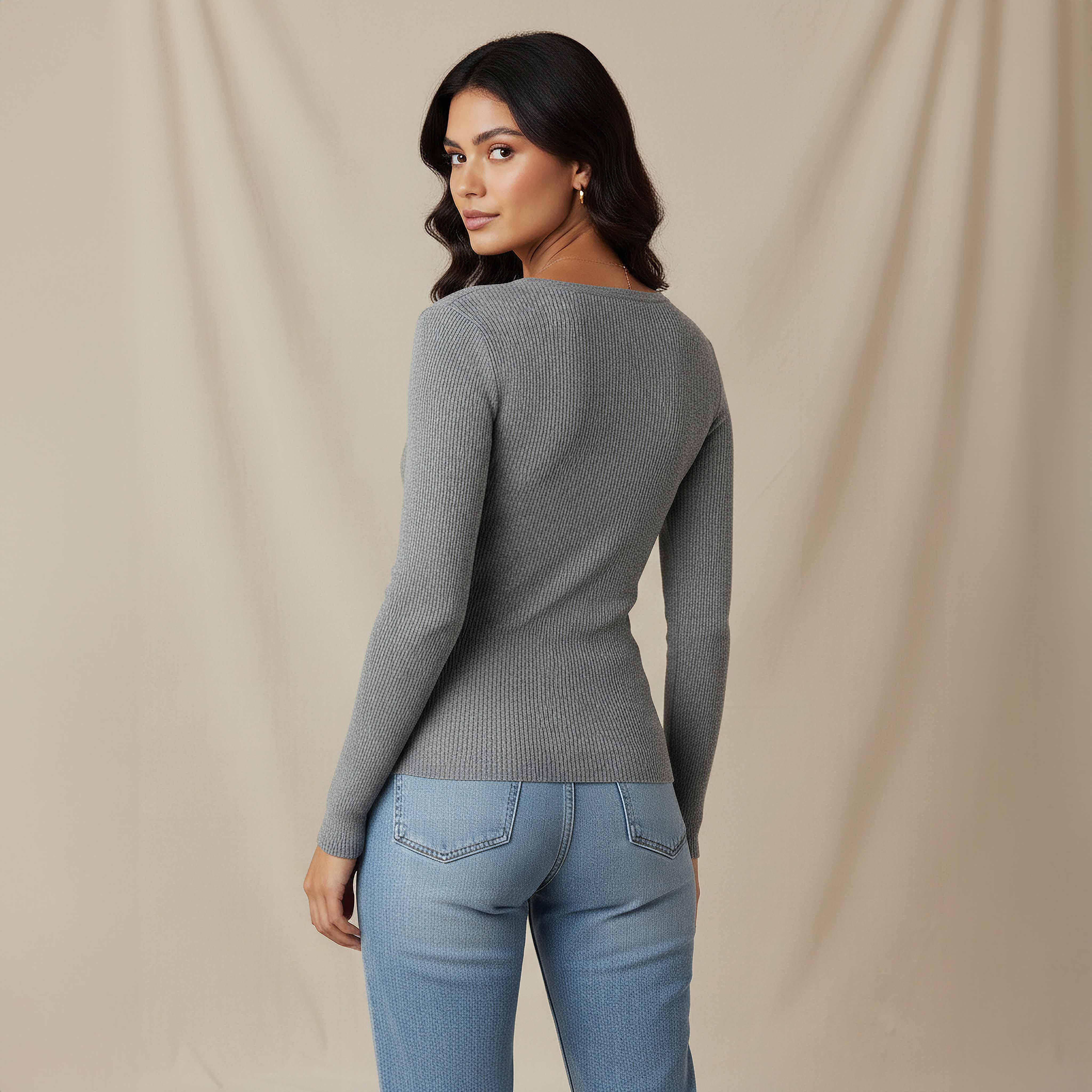 2Xtremz Regular Fit Ribbed V-neck Tricot Sweater-women-clothing-cardigansandjumpers-jumpers-image-3