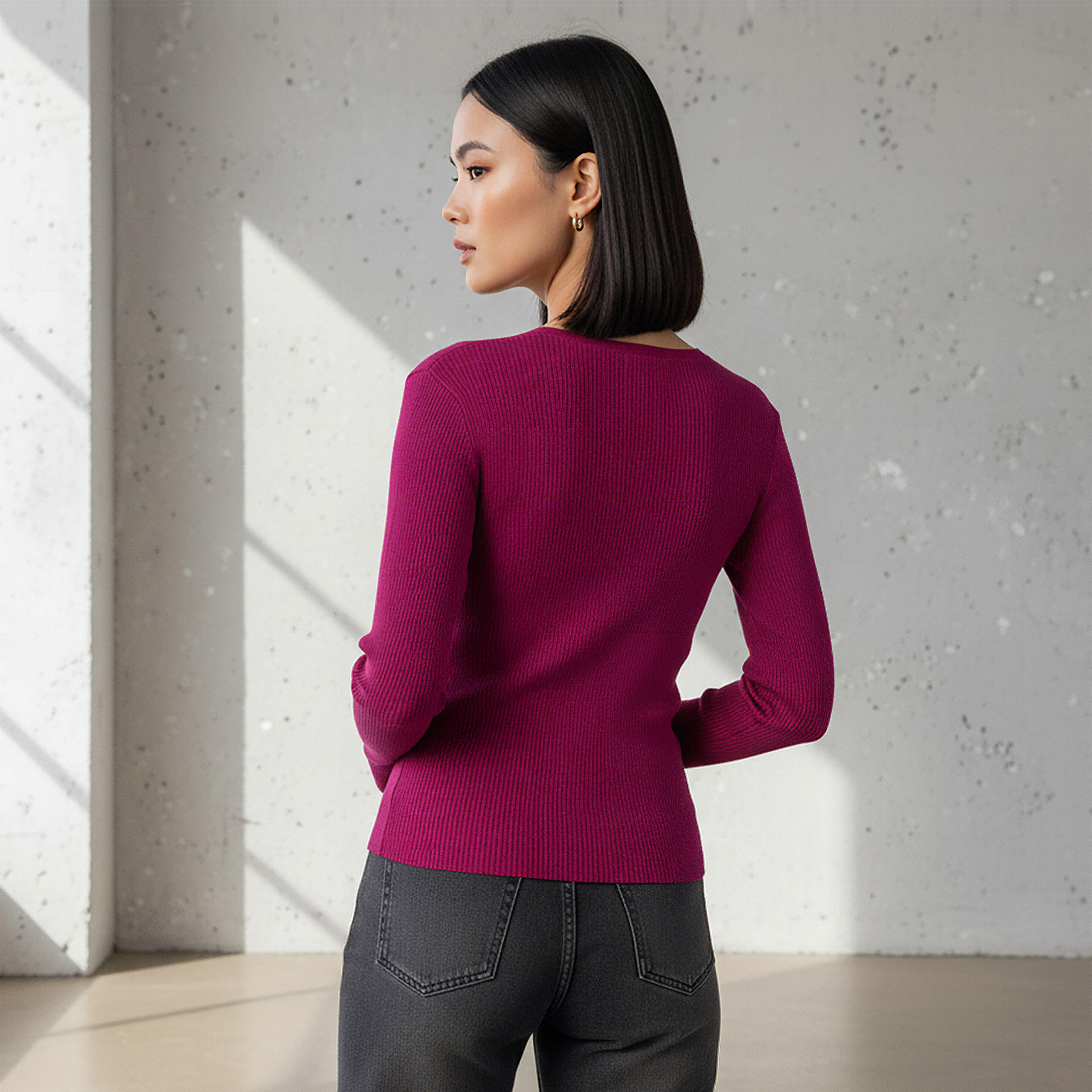 2Xtremz Regular Fit Ribbed V-neck Tricot Sweater-women-clothing-cardigansandjumpers-jumpers-image-3
