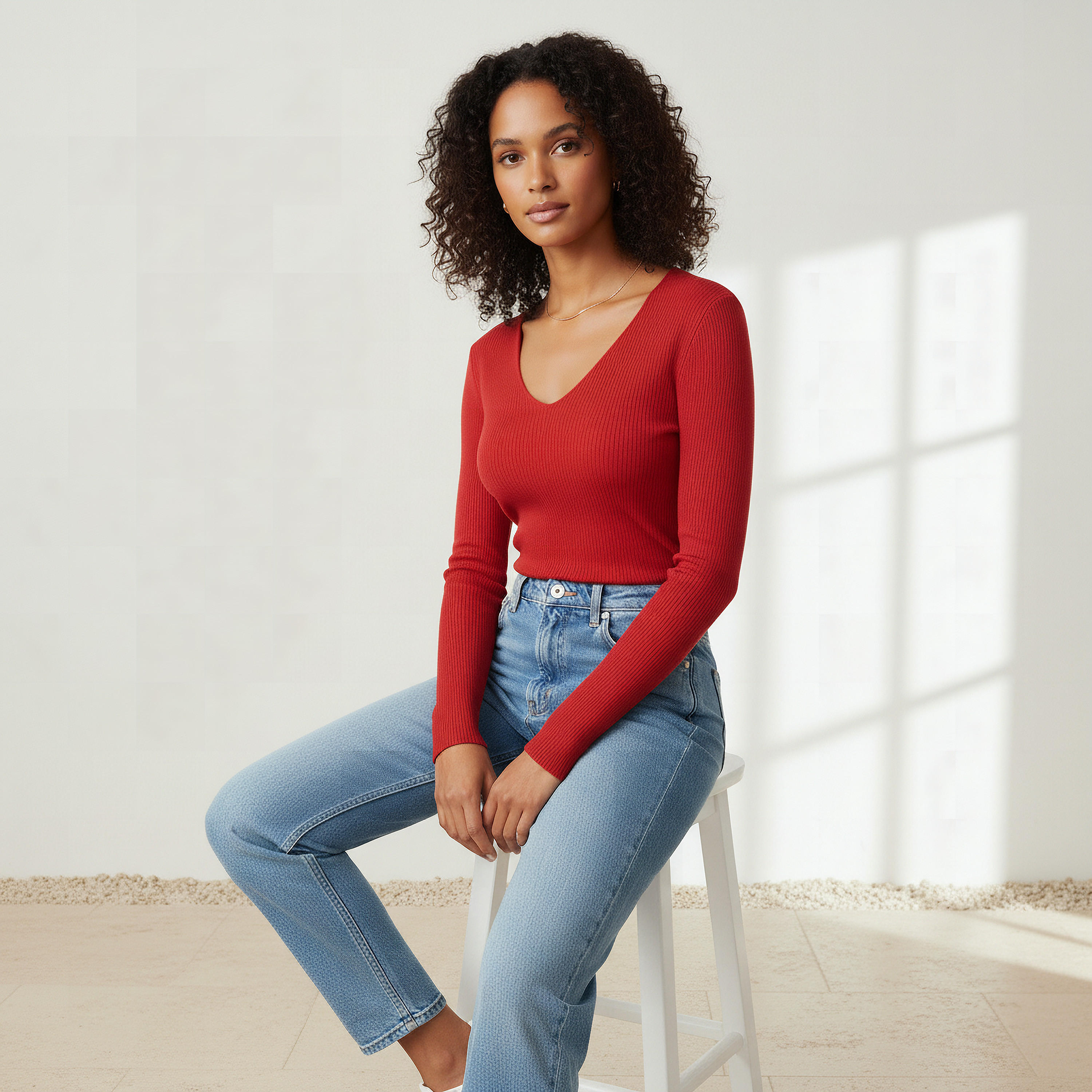 2Xtremz Regular Fit Ribbed V-neck Tricot Sweater-women-clothing-cardigansandjumpers-jumpers-image-5