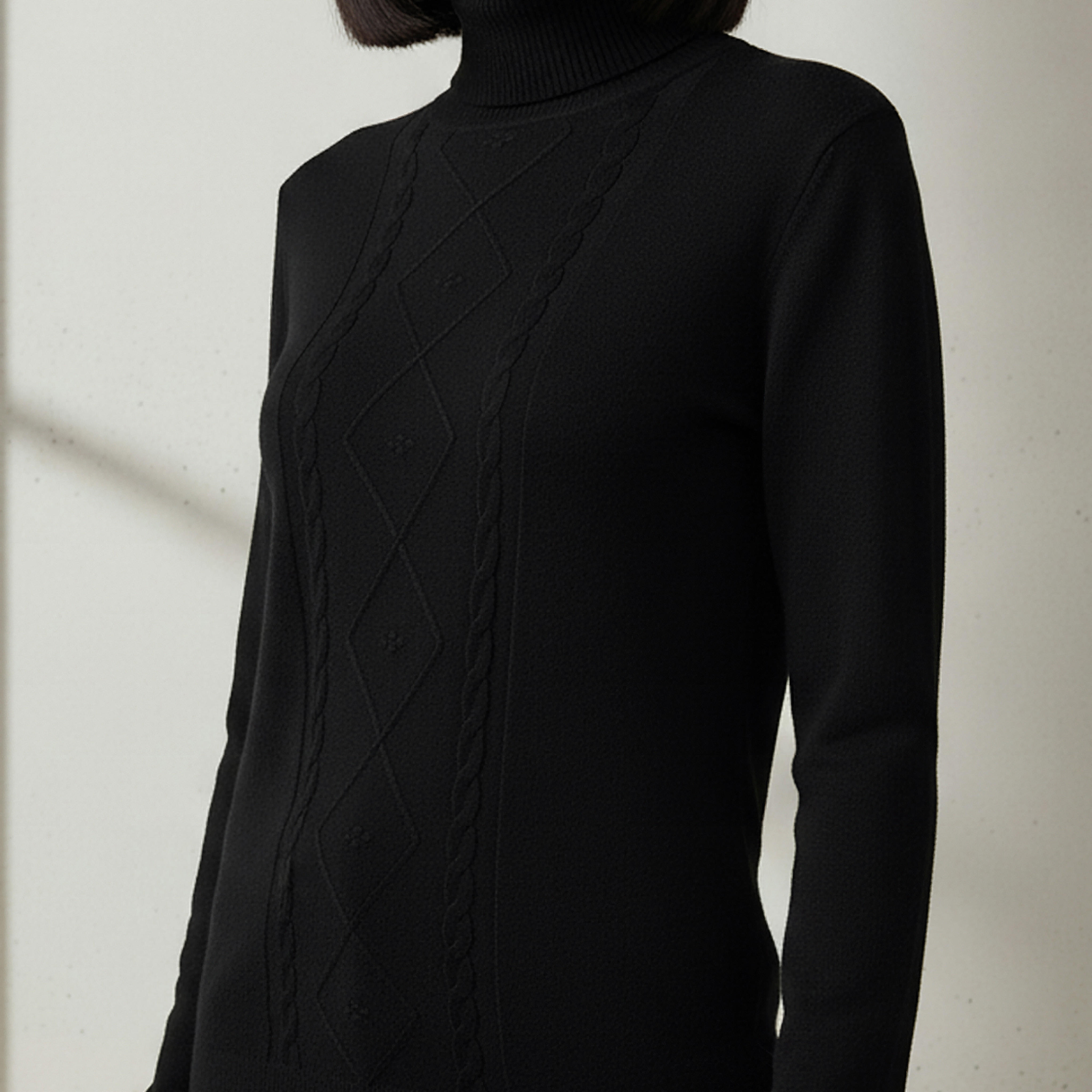 كنزة تريكو بارزة الملمس بياقة عالية من تو إكستريمز-women-clothing-cardigansandjumpers-jumpers-image-4
