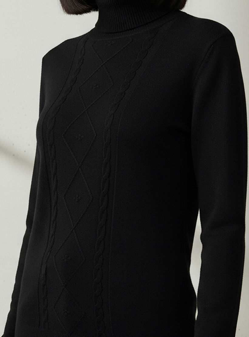 كنزة تريكو بارزة الملمس بياقة عالية من تو إكستريمز-women-clothing-cardigansandjumpers-jumpers-image-4