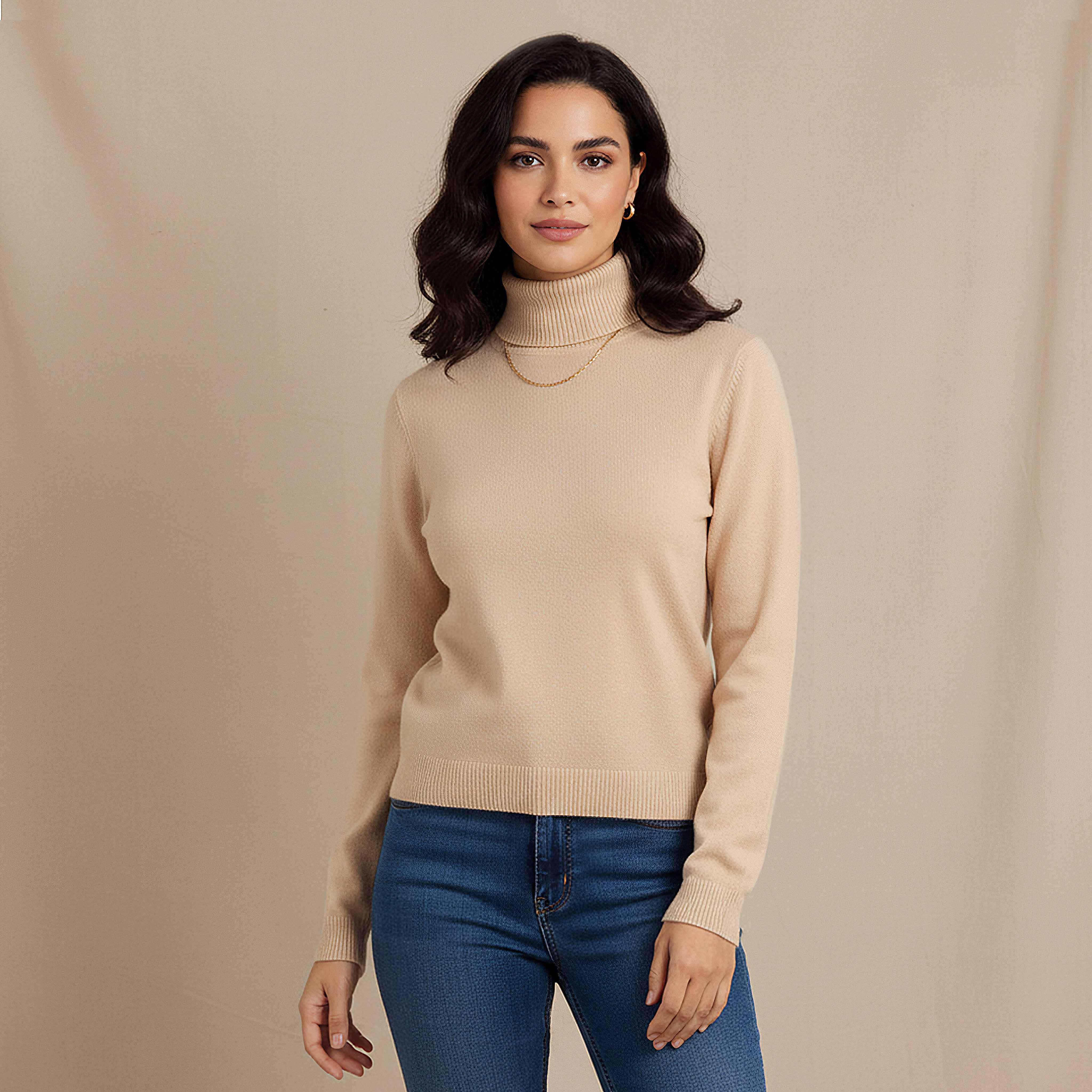 كنزة تريكو بارزة الملمس بياقة عالية من تو إكستريمز-women-clothing-cardigansandjumpers-jumpers-image-1