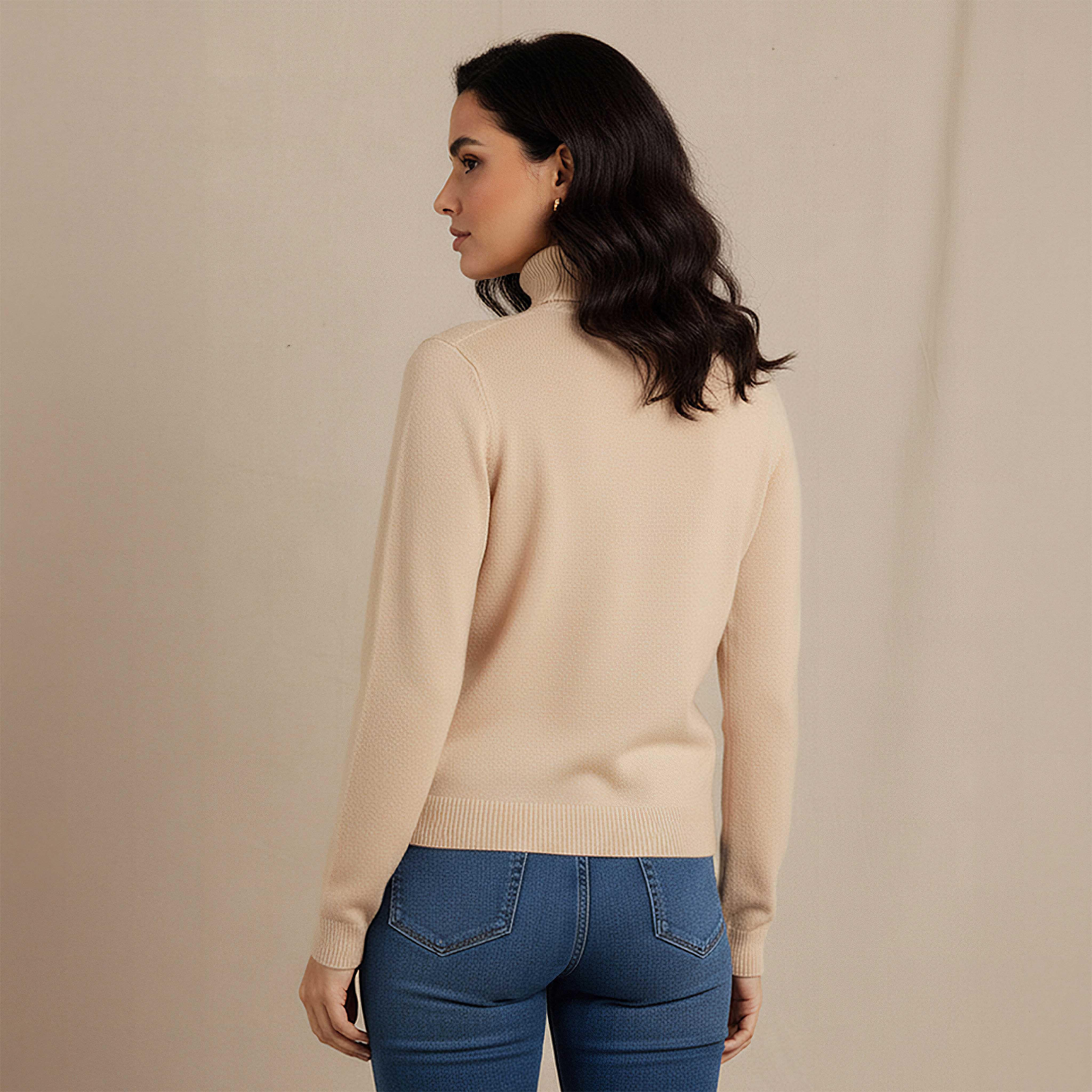 كنزة تريكو بارزة الملمس بياقة عالية من تو إكستريمز-women-clothing-cardigansandjumpers-jumpers-image-3