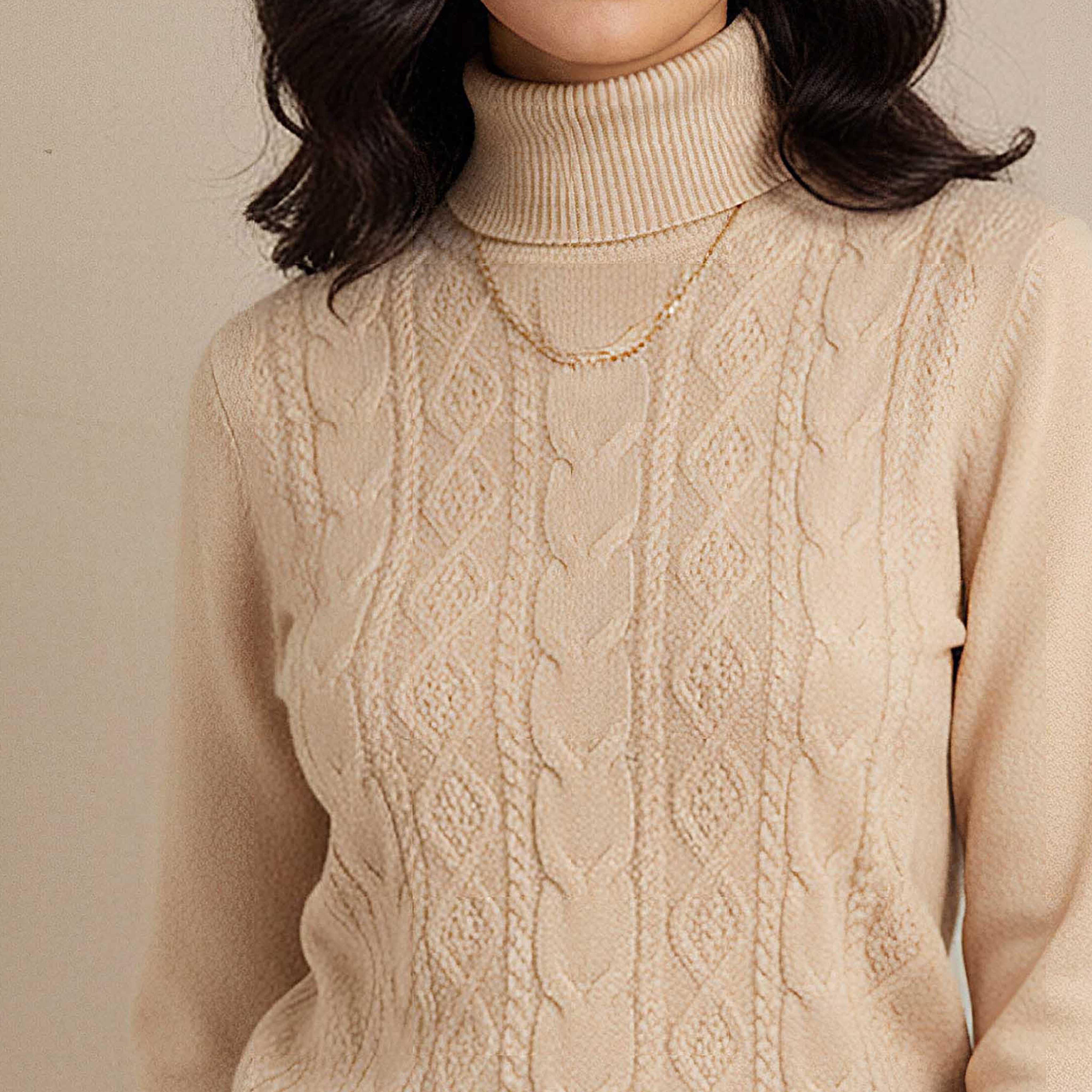 كنزة تريكو بارزة الملمس بياقة عالية من تو إكستريمز-women-clothing-cardigansandjumpers-jumpers-image-4