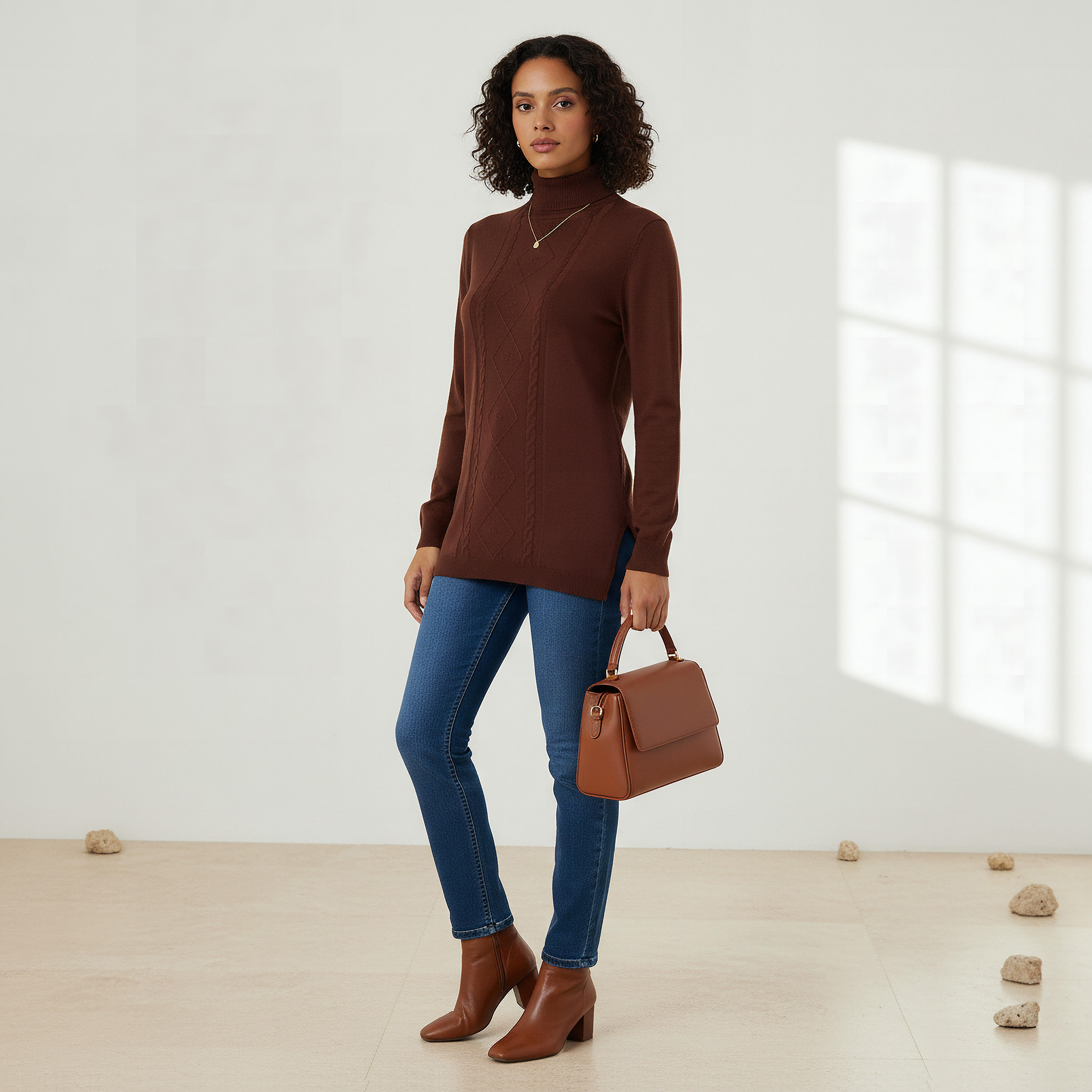 كنزة تريكو بارزة الملمس بياقة عالية من تو إكستريمز-women-clothing-cardigansandjumpers-jumpers-image-4