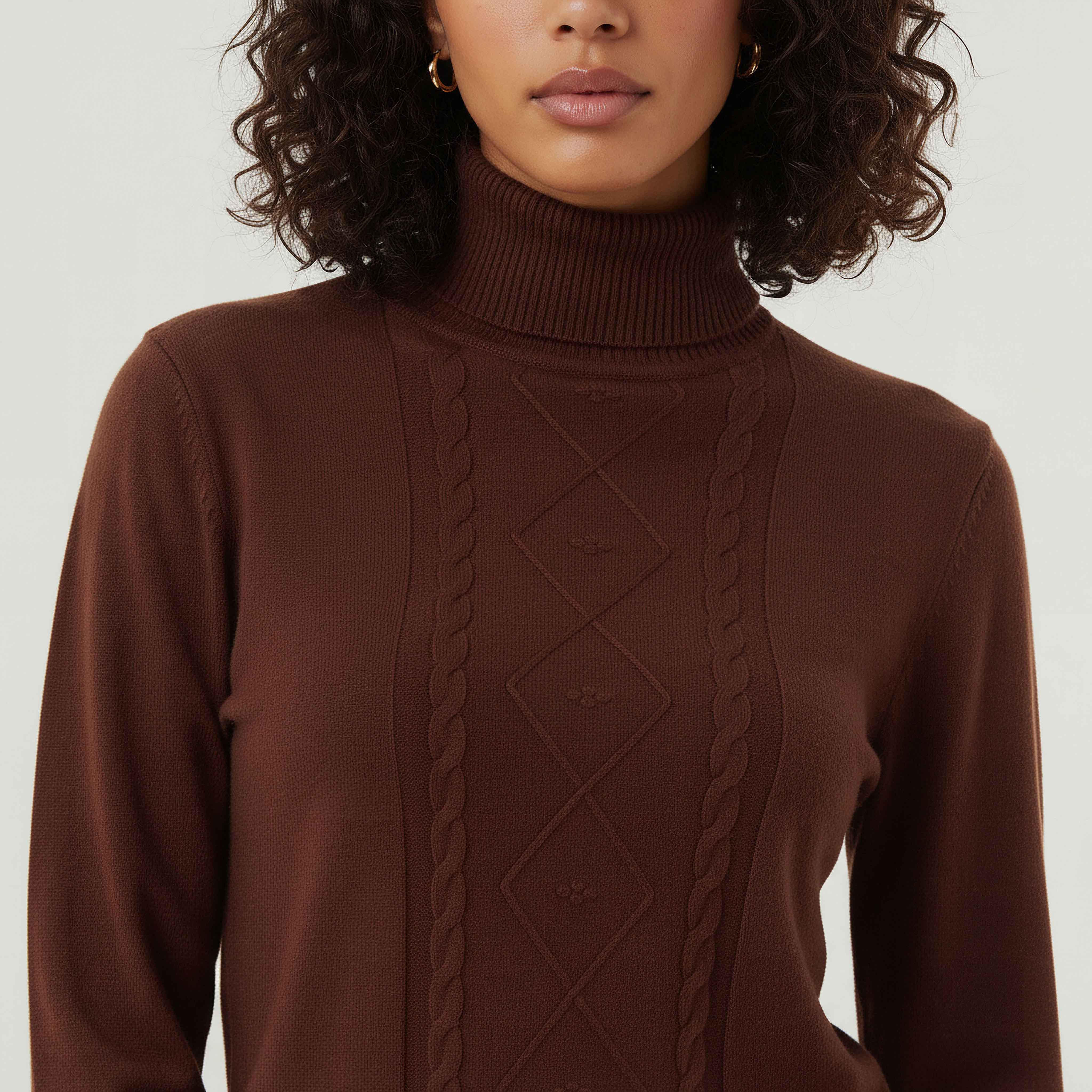 كنزة تريكو بارزة الملمس بياقة عالية من تو إكستريمز-women-clothing-cardigansandjumpers-jumpers-image-2