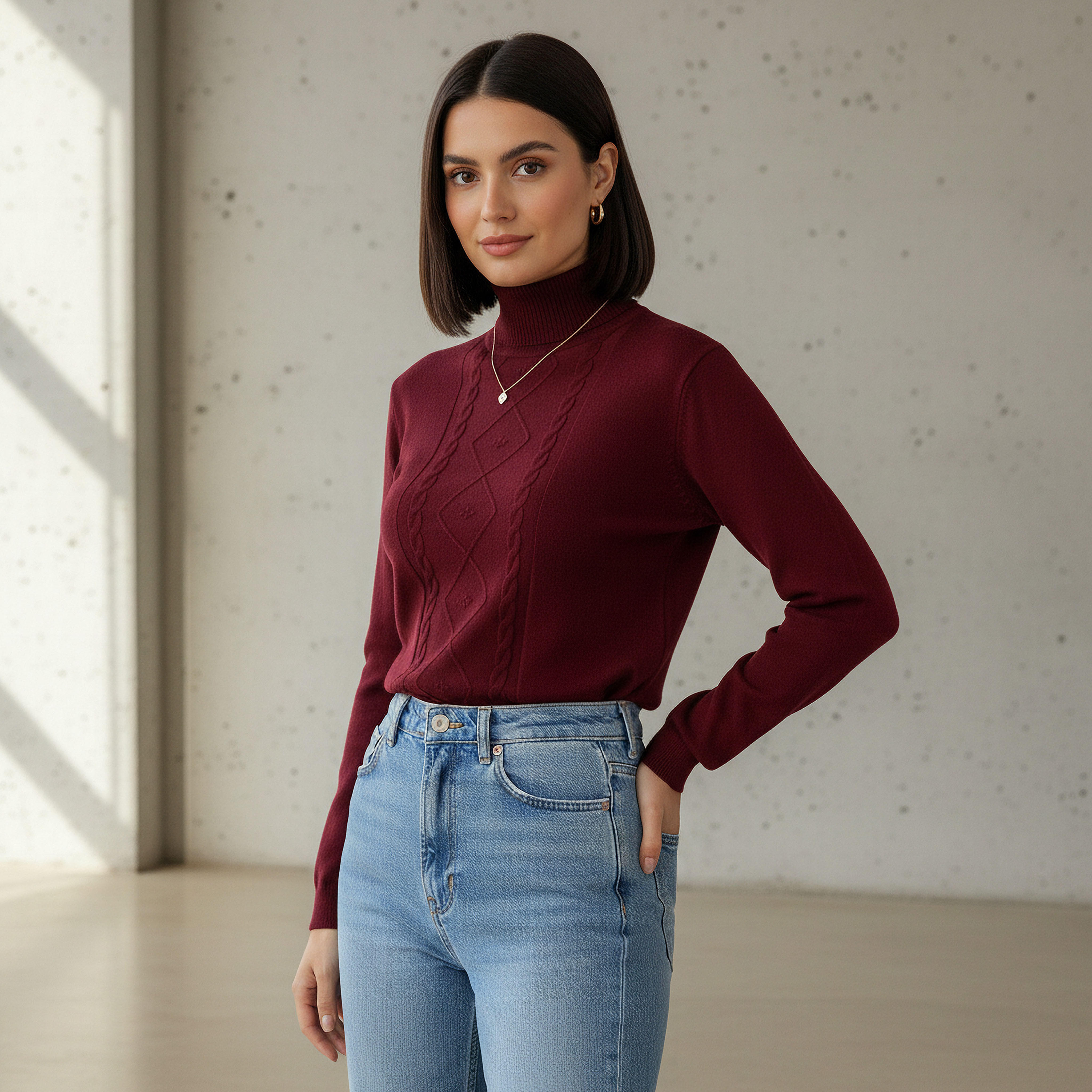 2Xtremz Textured High Neck Tricot Sweater-women-clothing-cardigansandjumpers-jumpers-image-1
