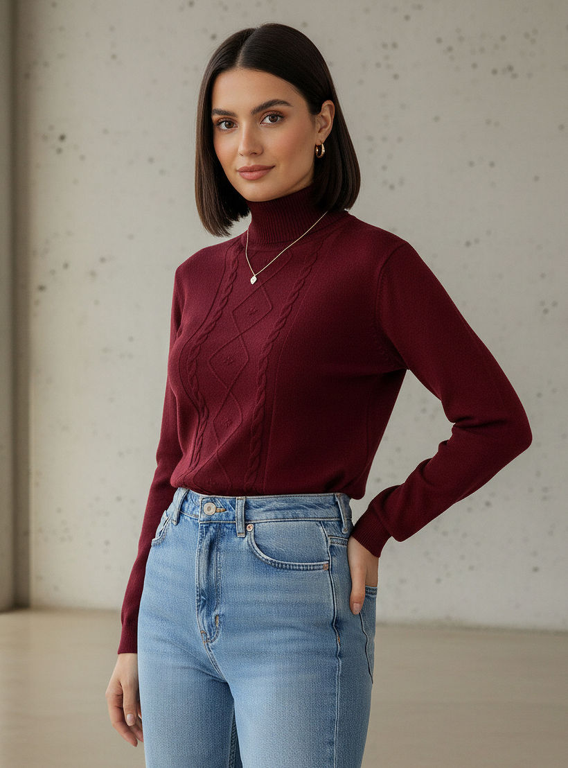 2Xtremz Textured High Neck Tricot Sweater-women-clothing-cardigansandjumpers-jumpers-image-1
