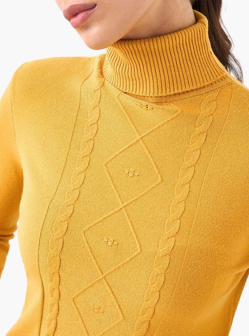 كنزة تريكو بارزة الملمس بياقة عالية من تو إكستريمز-women-clothing-cardigansandjumpers-jumpers-image-5