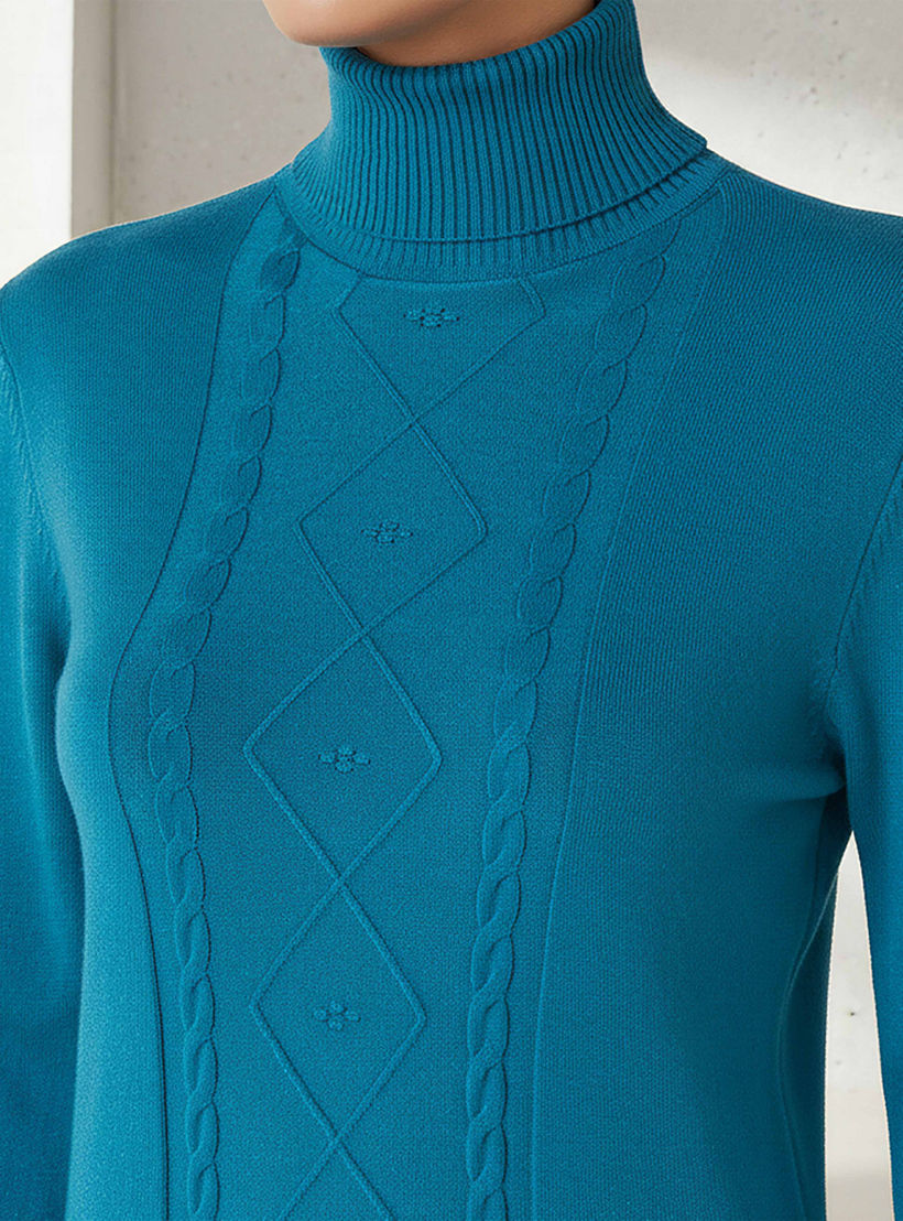 كنزة تريكو بارزة الملمس بياقة عالية من تو إكستريمز-women-clothing-cardigansandjumpers-jumpers-image-4