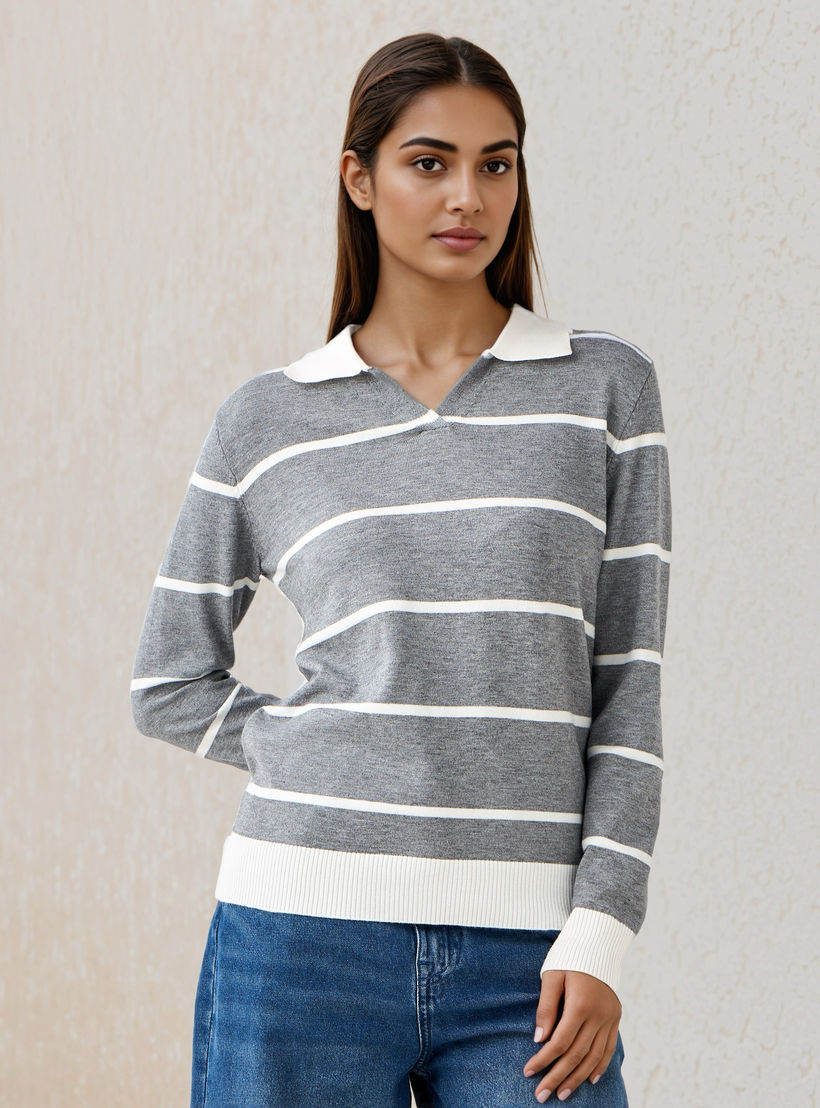 2Xtremz Striped Collared Sweater-women-clothing-cardigansandjumpers-jumpers-image-1