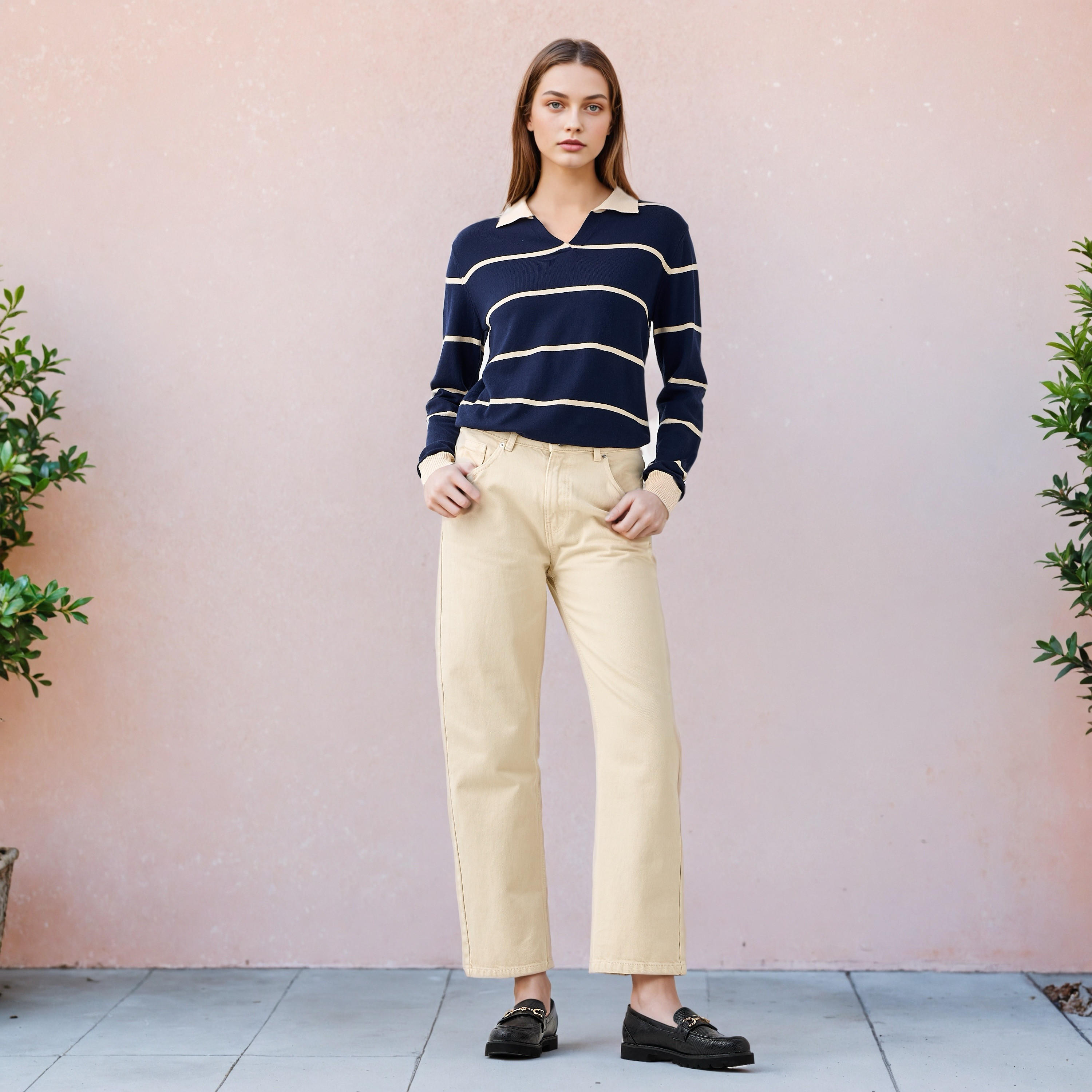 كنزة مخططة بياقة من تو إكستريمز-women-clothing-cardigansandjumpers-jumpers-image-2