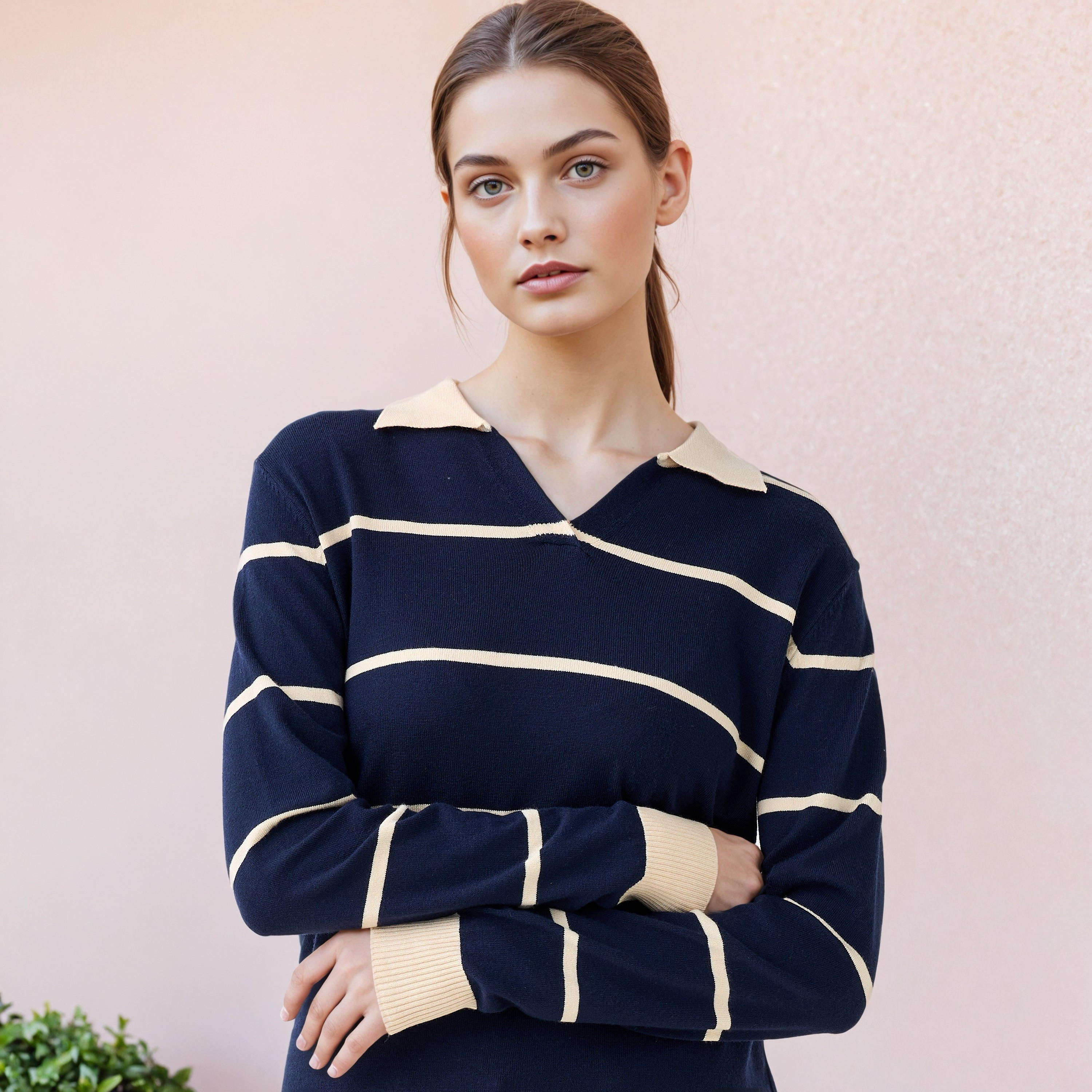 كنزة مخططة بياقة من تو إكستريمز-women-clothing-cardigansandjumpers-jumpers-image-2