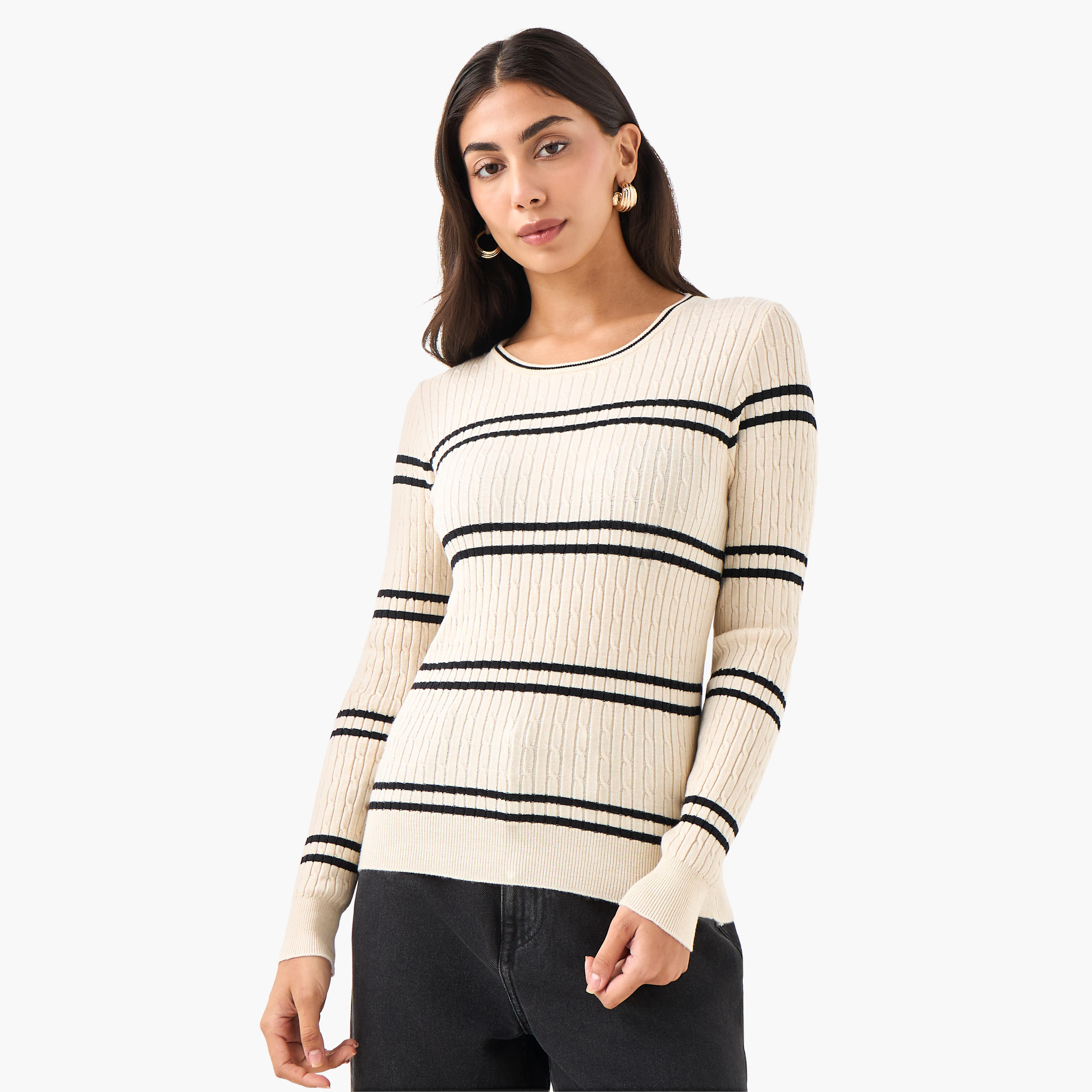 2Xtremz Striped Round Neck Tricot Sweater-women-clothing-cardigansandjumpers-jumpers-image-1