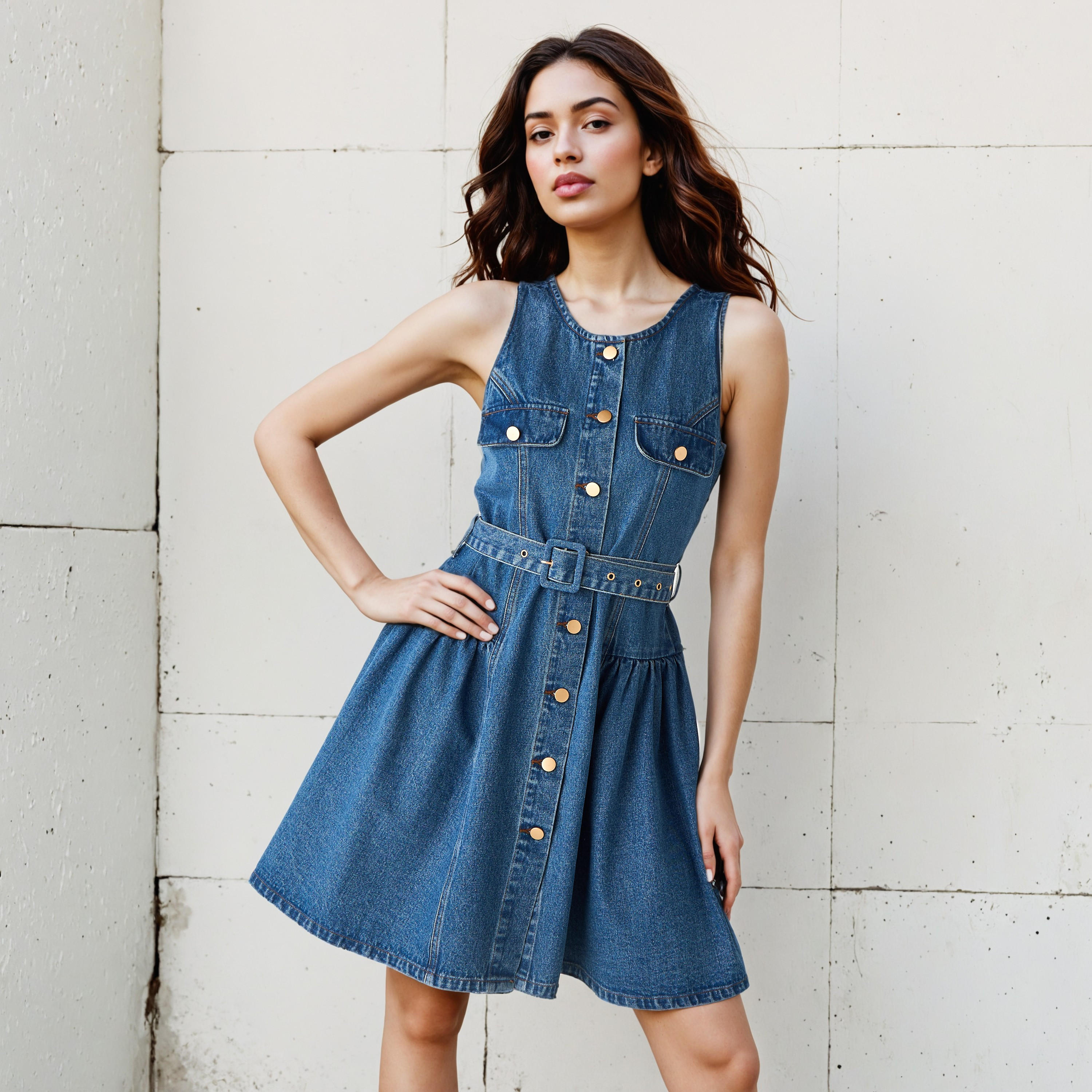 فستان دينم ميني بدون أكمام بسحّاب أزرار من تو إكستريمز-women-clothing-dresses-image-1