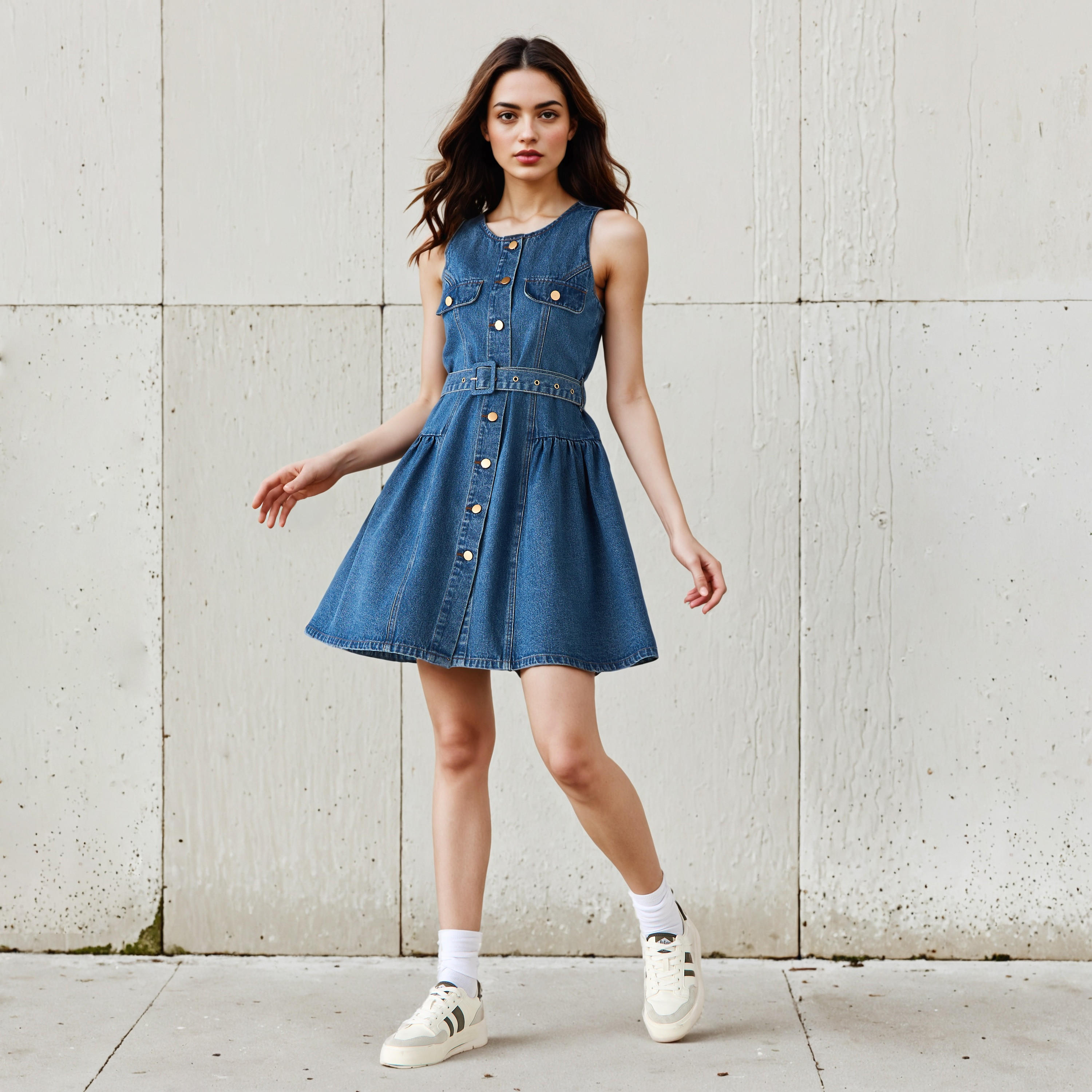 فستان دينم ميني بدون أكمام بسحّاب أزرار من تو إكستريمز-women-clothing-dresses-image-2